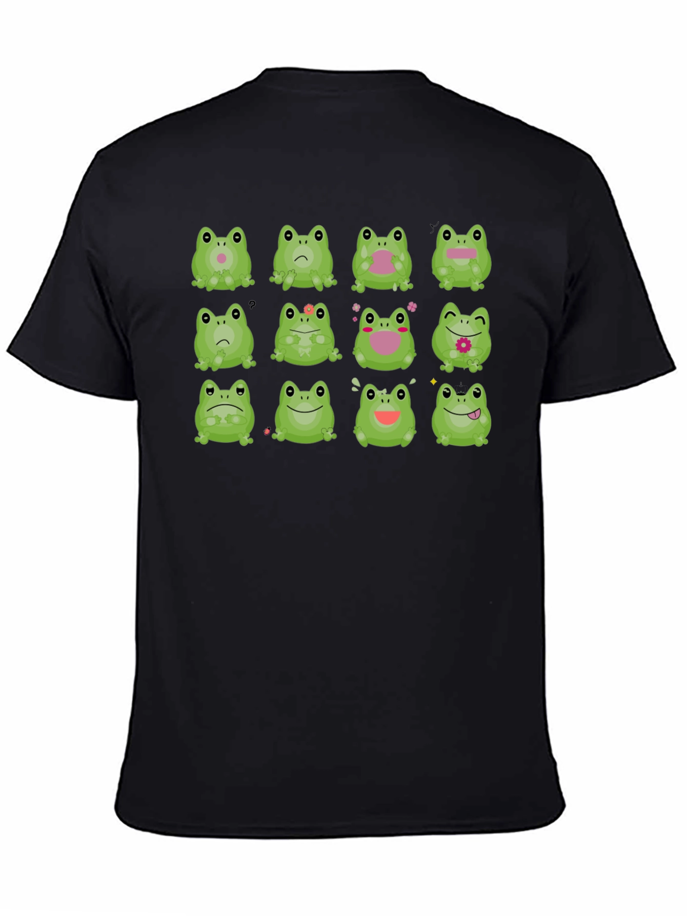 Black Frog Expression Black T-Shirt - Unisex view 4