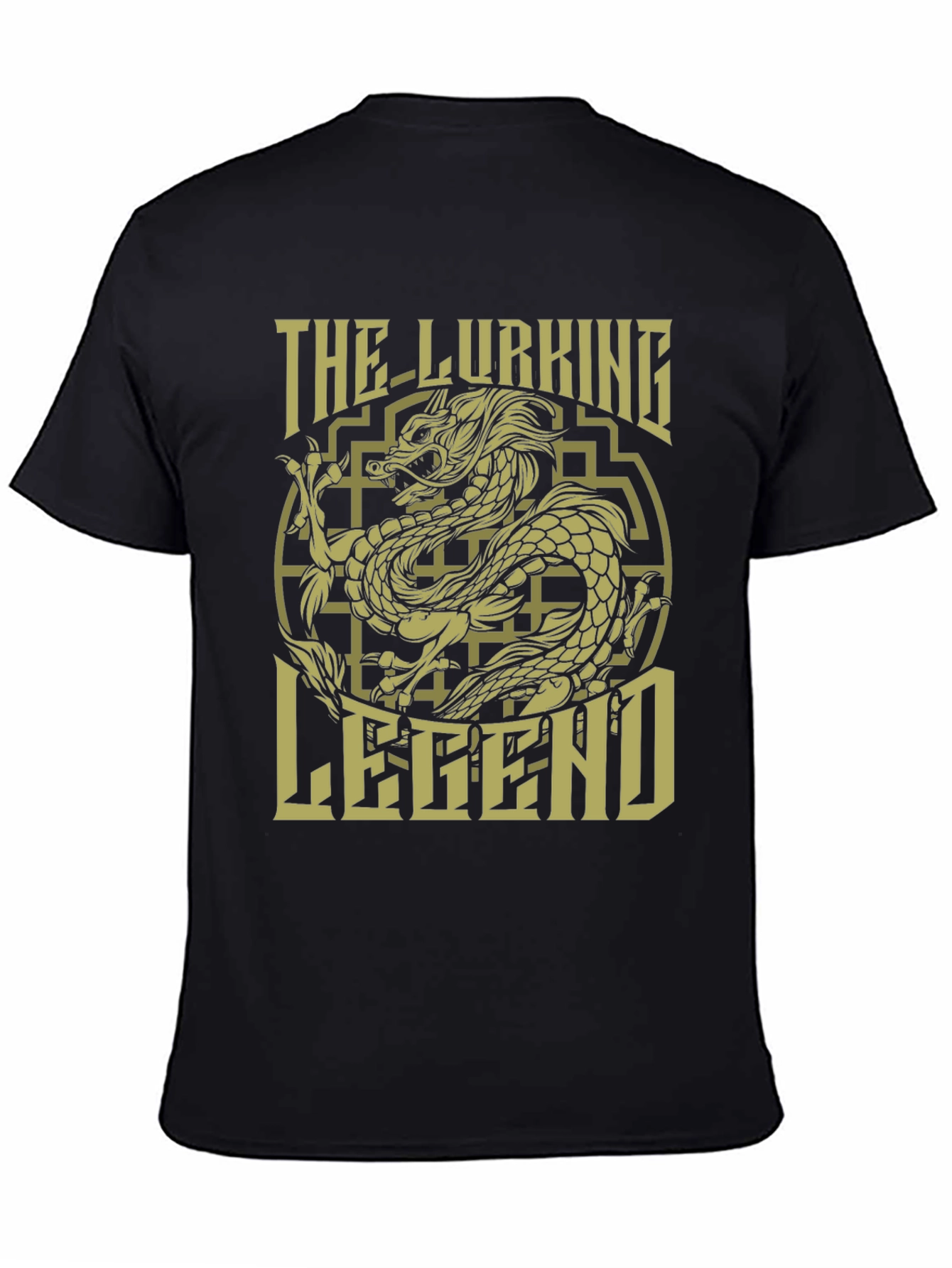 Black The Lurking Legend Dragon Graphic T-Shirt view 4