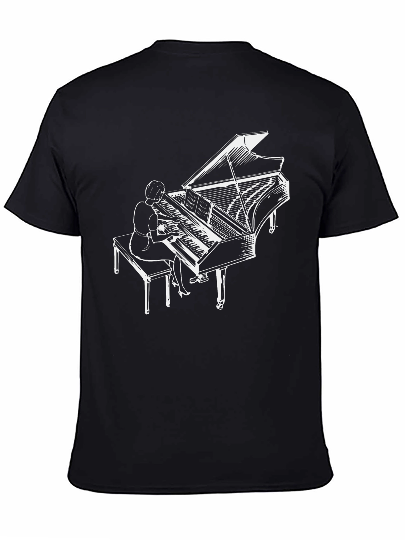Black Piano Player Graphic Tee - Music Lover T-Shirt view 4