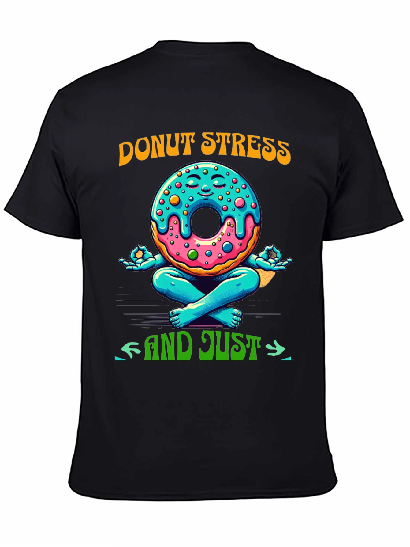 Black Donut Stress Meditating Graphic Tee view 4