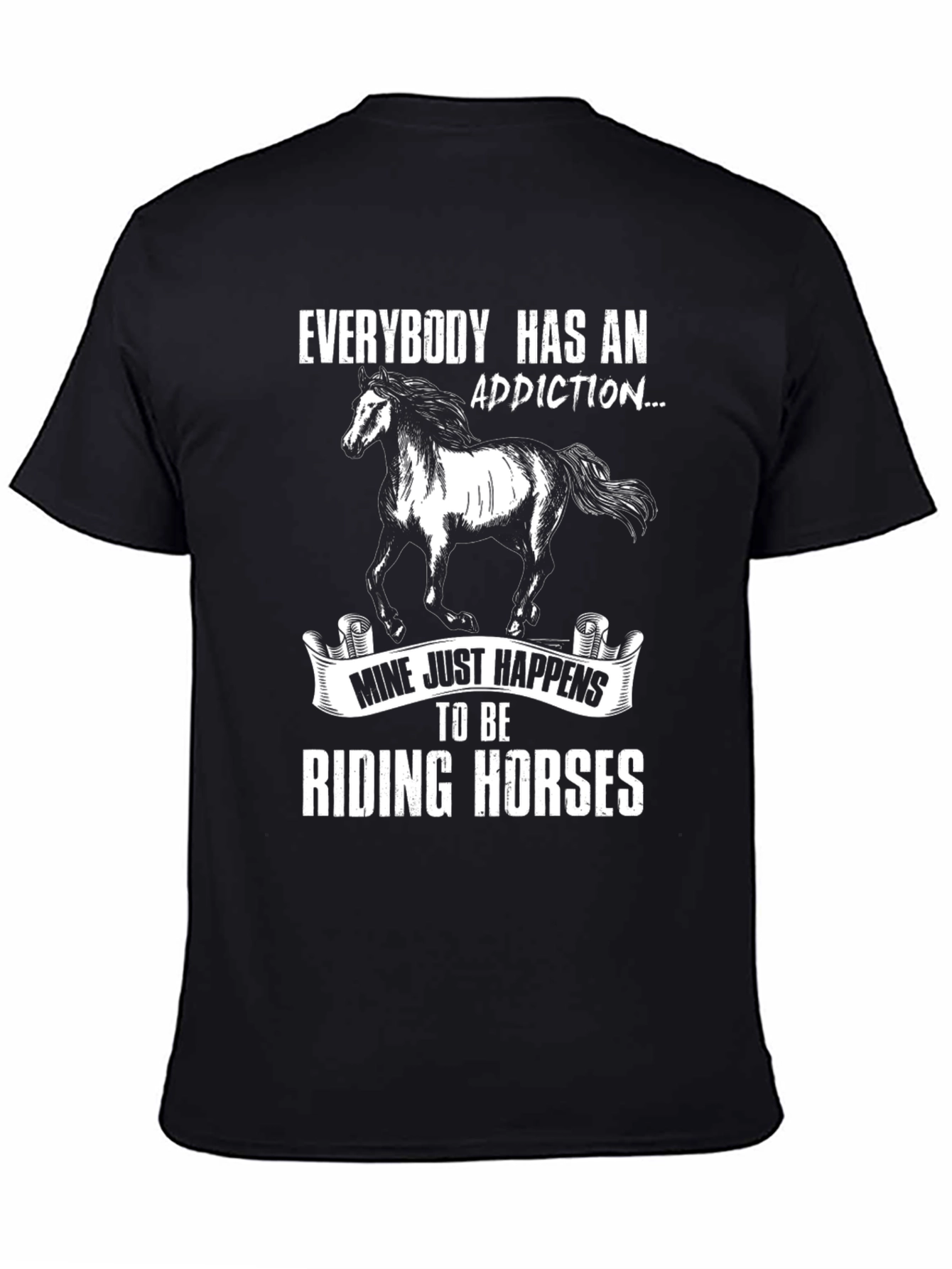 Black Riding Horses Addiction T-Shirt view 4