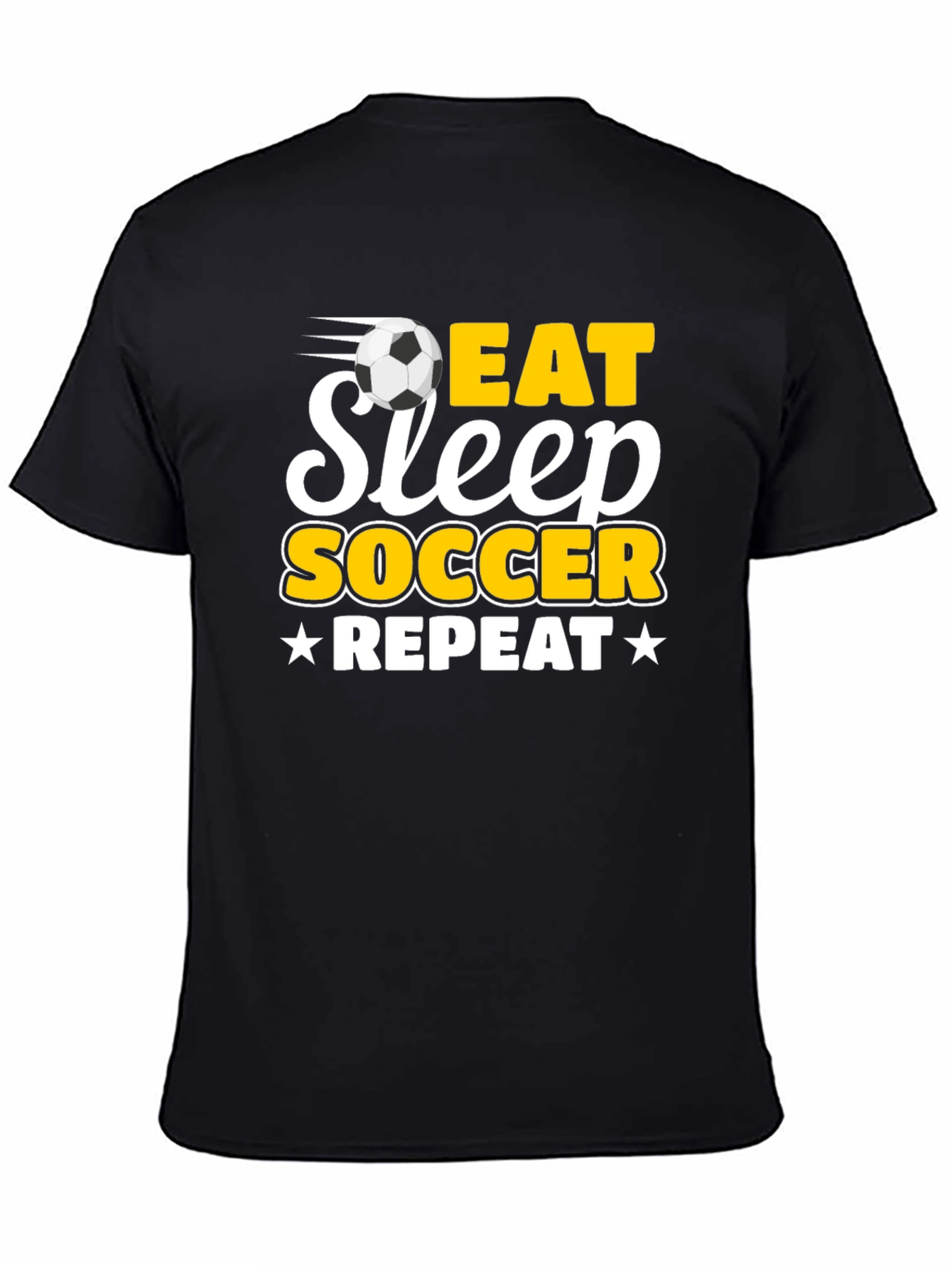 Black Eat Sleep Soccer Repeat Black T-Shirt view 4