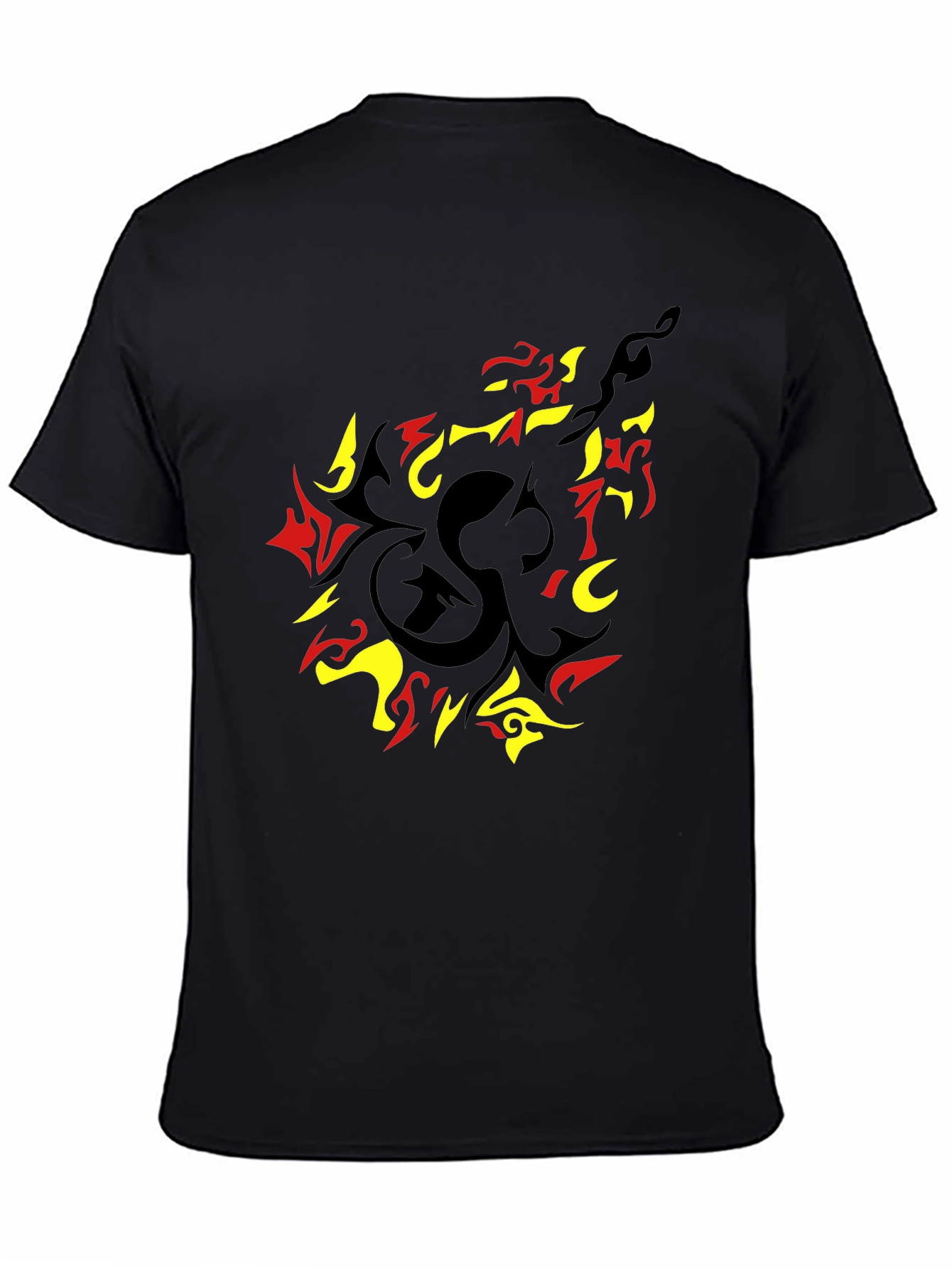 Black Stylish Graphic Tee - Abstract Flame Design view 4