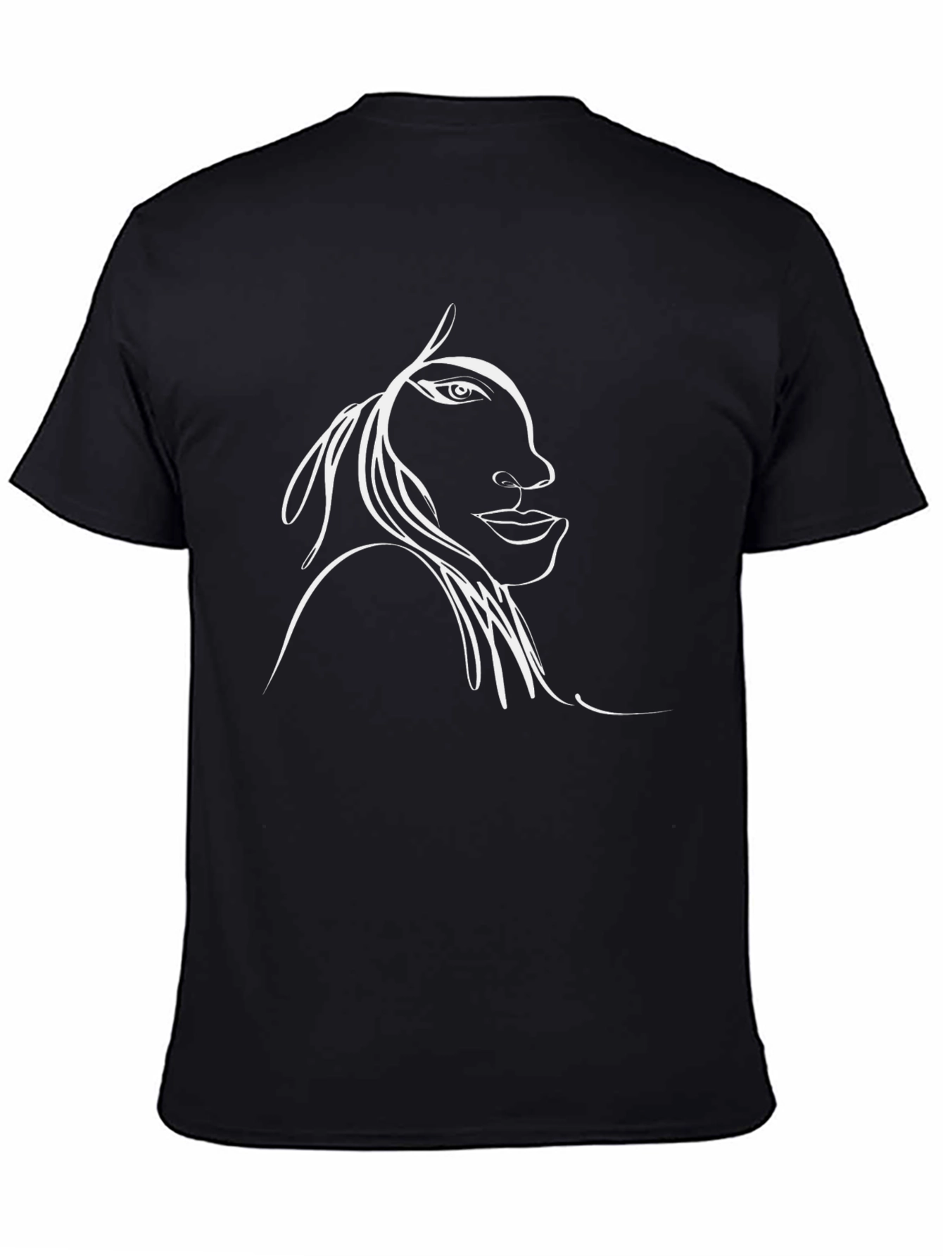 Black Abstract Face Line Art Black T-Shirt view 4