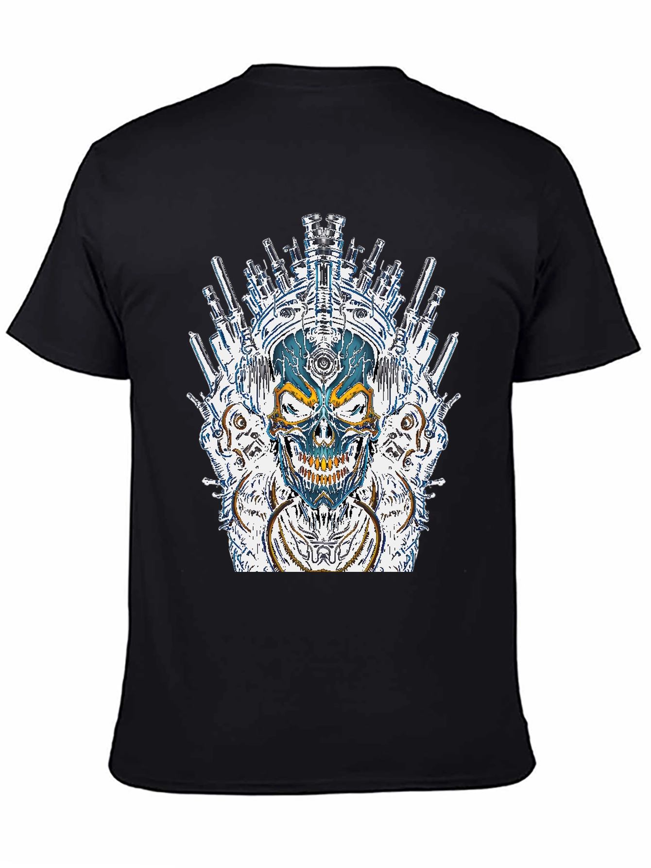 Black Steampunk Skull Graphic T-Shirt - Dark Style view 4