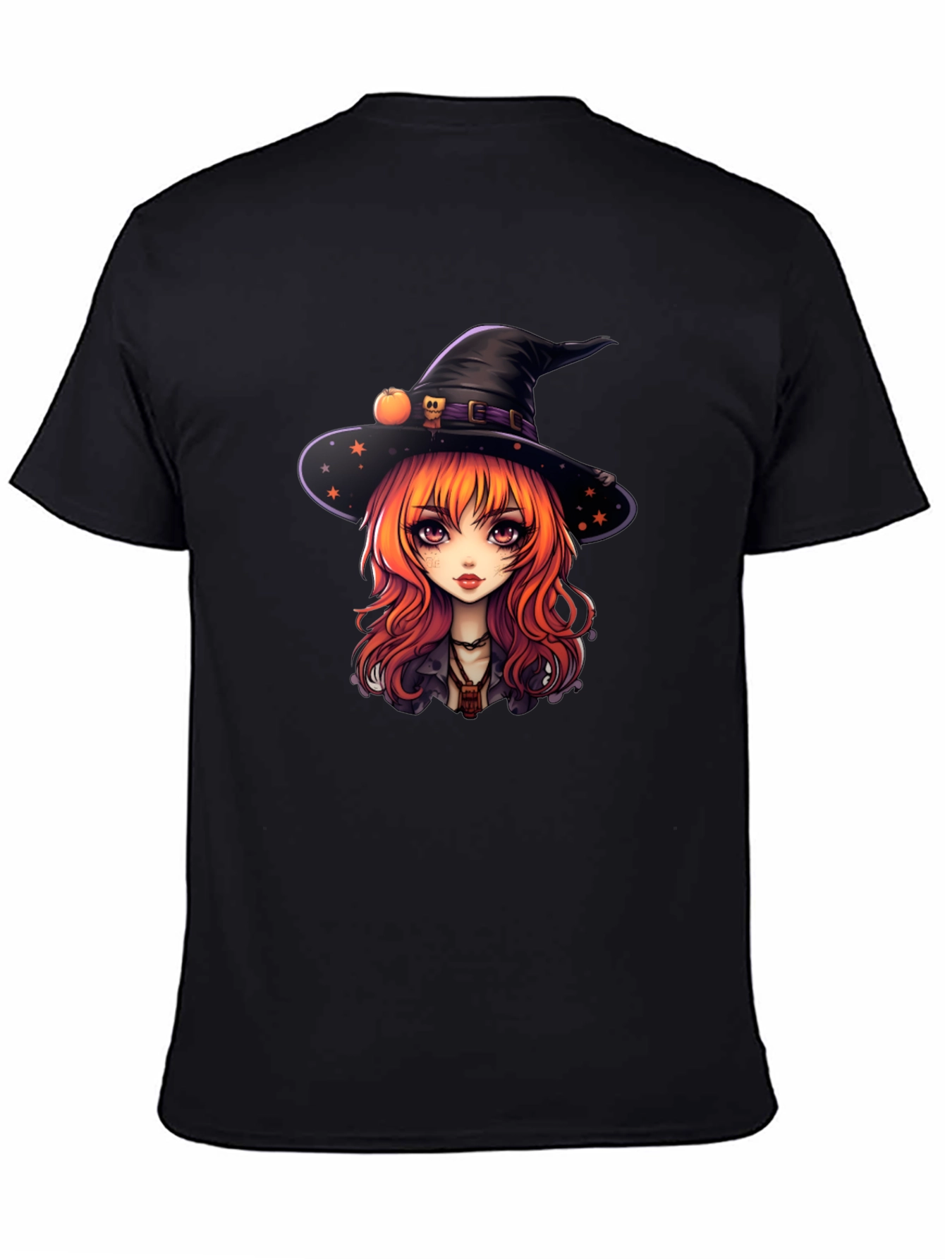 Black Whimsical Witch Girl T-Shirt view 4