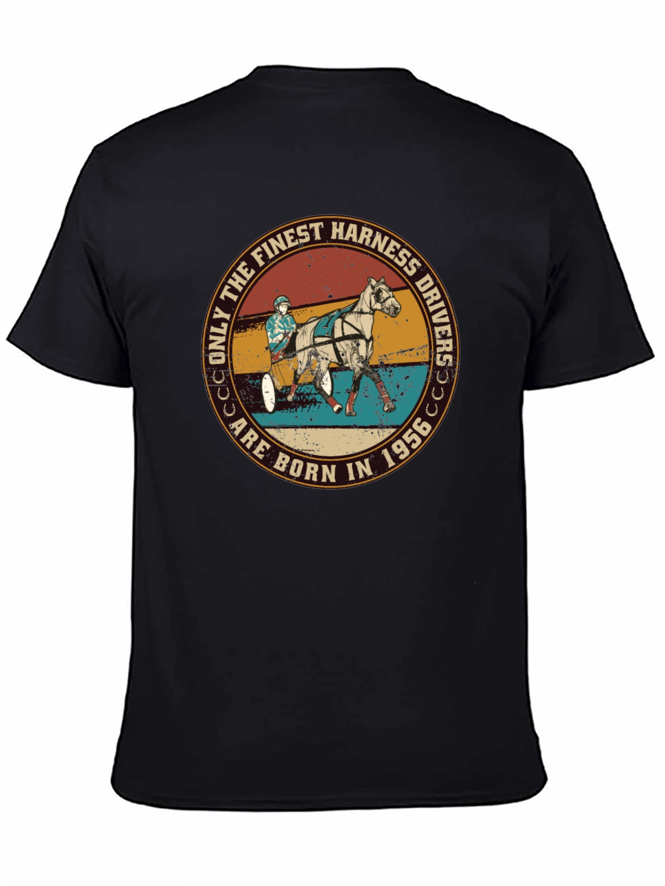 Black Finest Harness Drivers Born in 1956 T-Shirt view 4