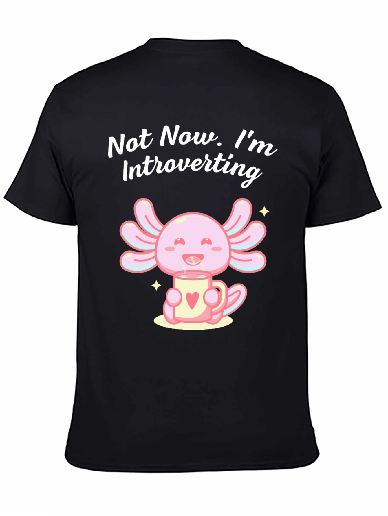 Black Introverting Axolotl Graphic T-Shirt view 4