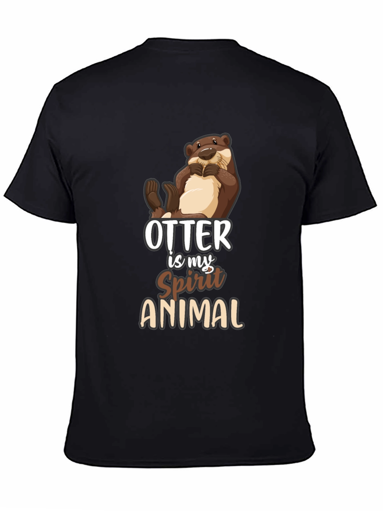 Black Otter Spirit Animal Black T-Shirt view 4