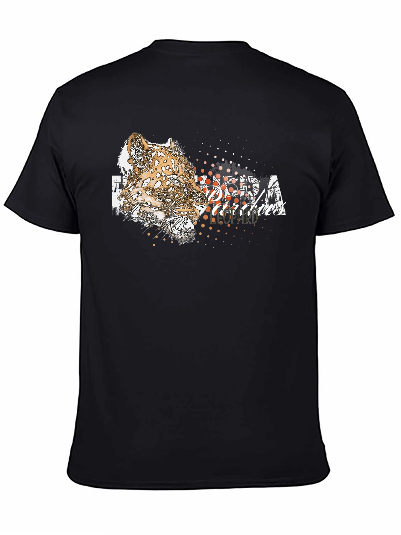 Black Leopard Graphic Print Crew Neck T-Shirt view 4