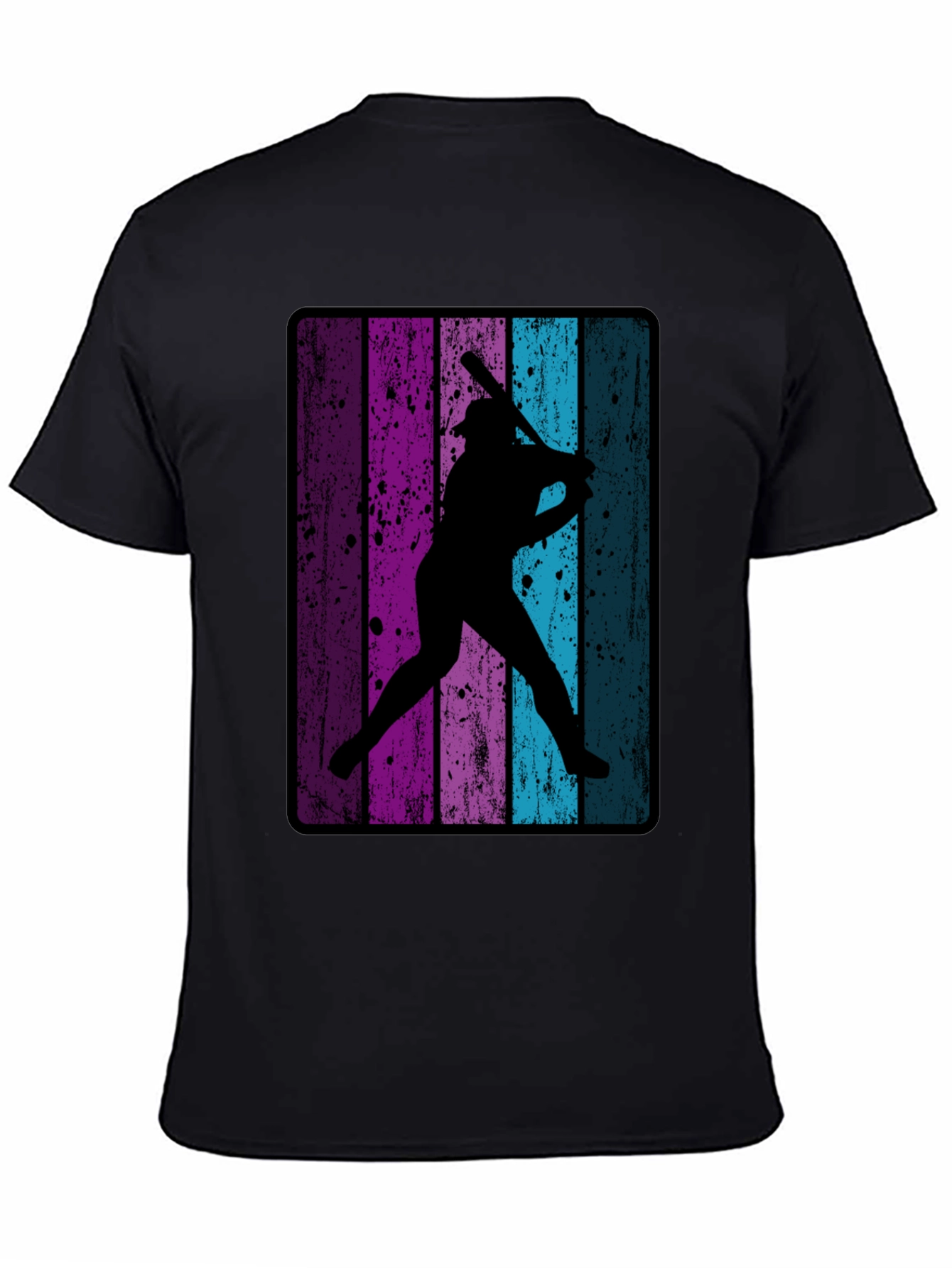 Black Retro Baseball Player T-Shirt view 4