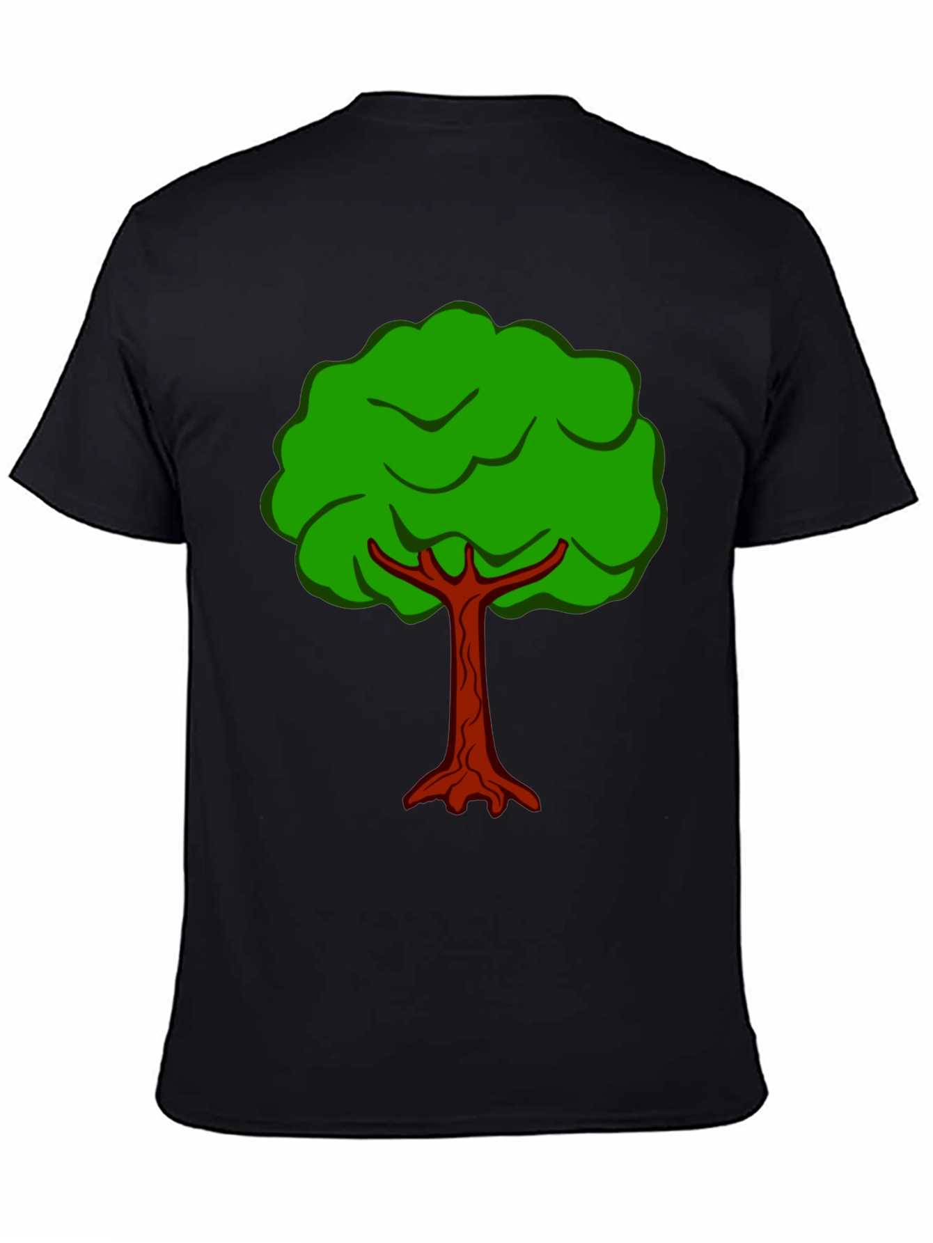 Black Cartoon Tree Graphic Tee - Black Cotton T-Shirt view 4