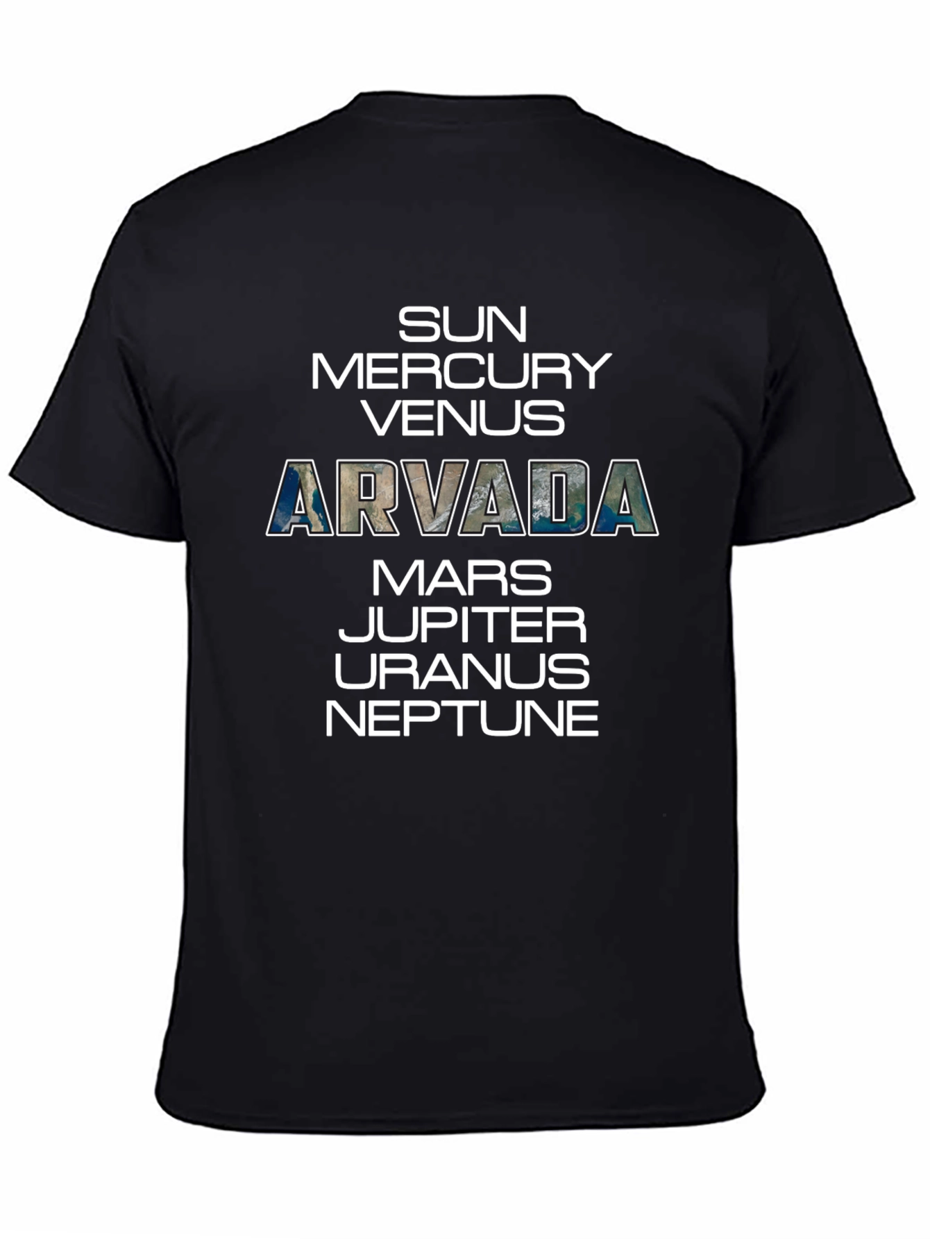 Black Arvada Planets T-Shirt - Space Science Tee view 4