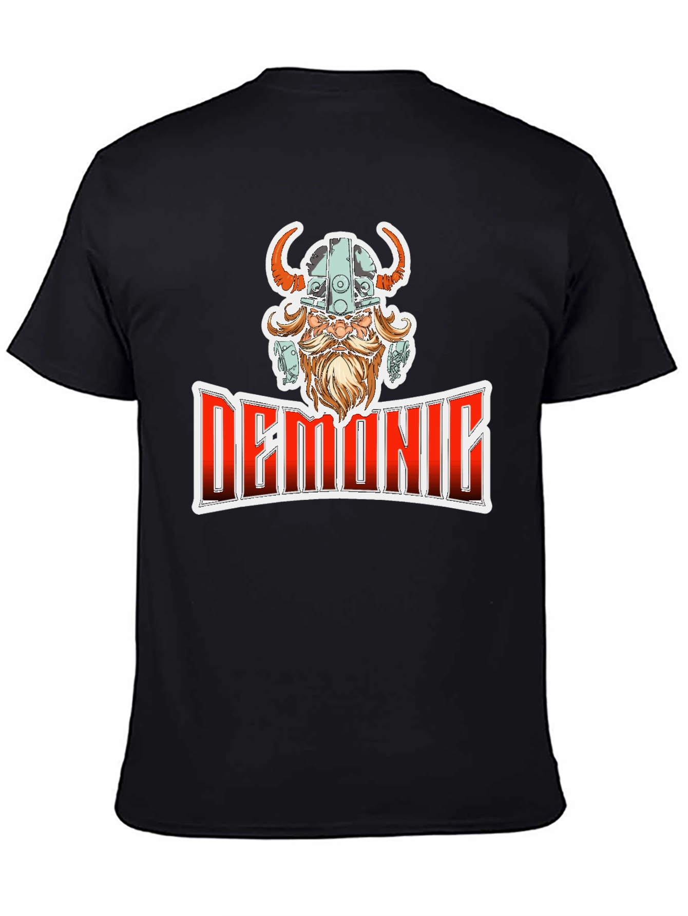 Black Demonic Viking T-Shirt - Black Cotton Blend Tee view 4