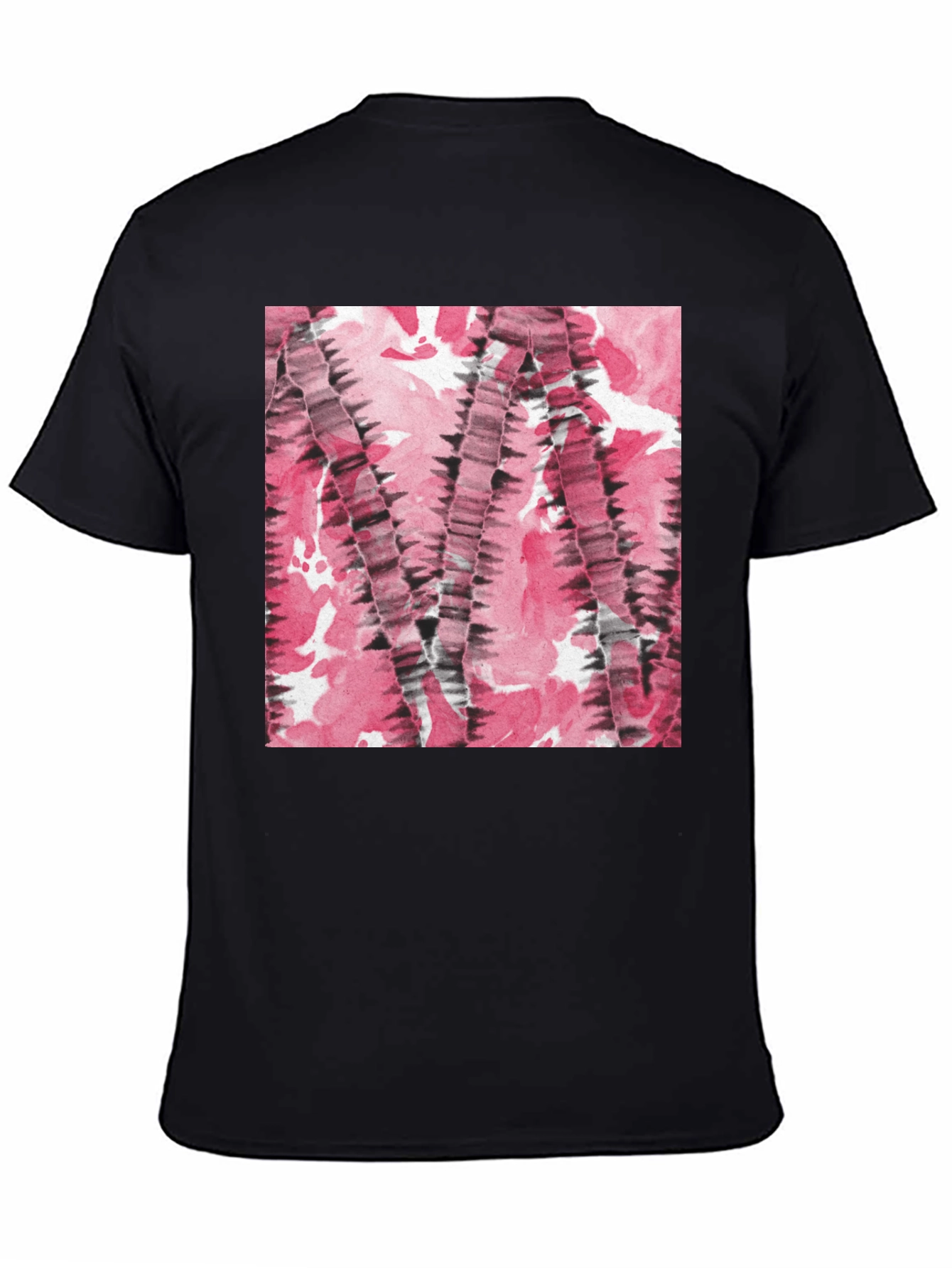 Black Abstract Pink & Black Patterned T-Shirt view 4