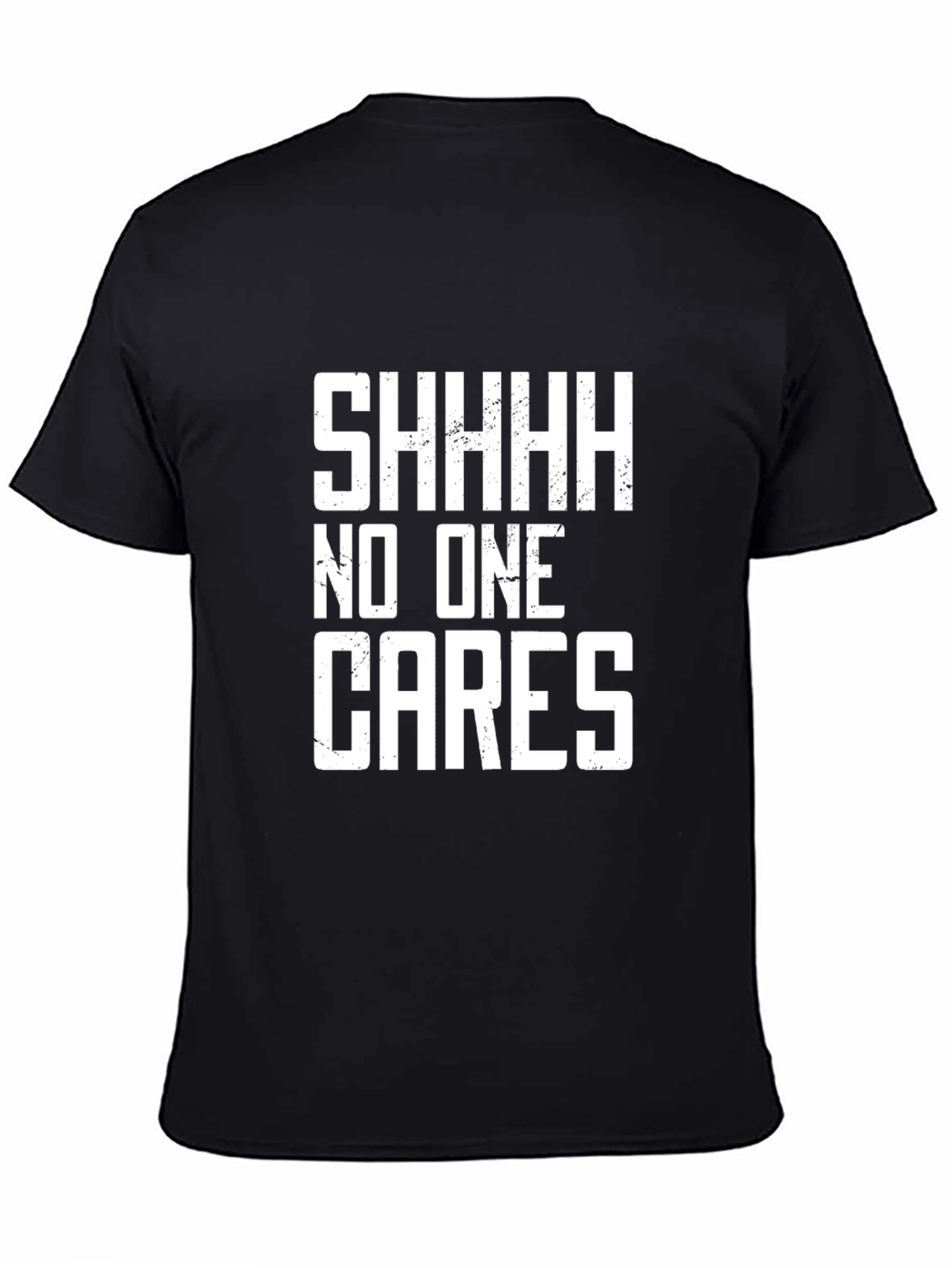 Black SHHH No One Cares Graphic Tee - Black Cotton T-Shirt view 4