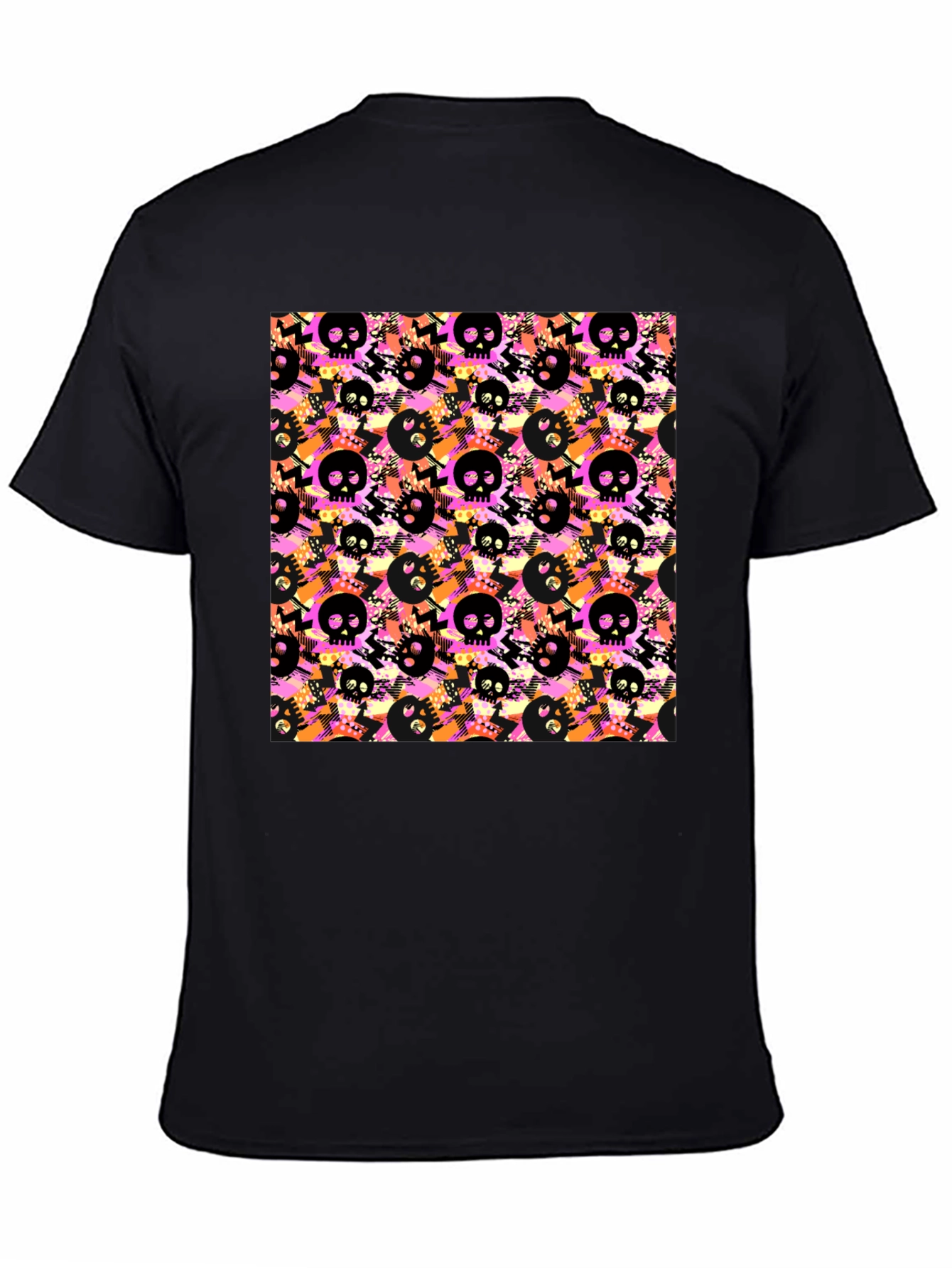 Black Skull Pattern Graphic Men's T-Shirt view 4