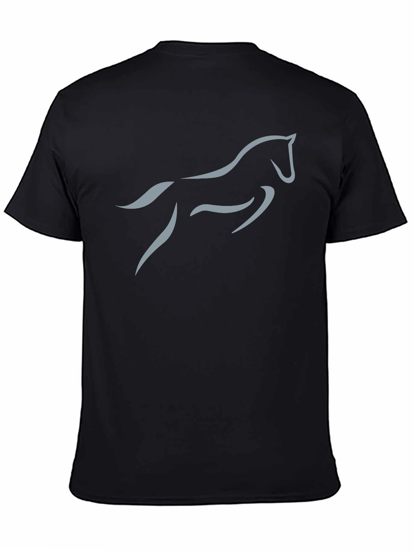 Black Men's Black T-Shirt with Horse Silhouette view 4