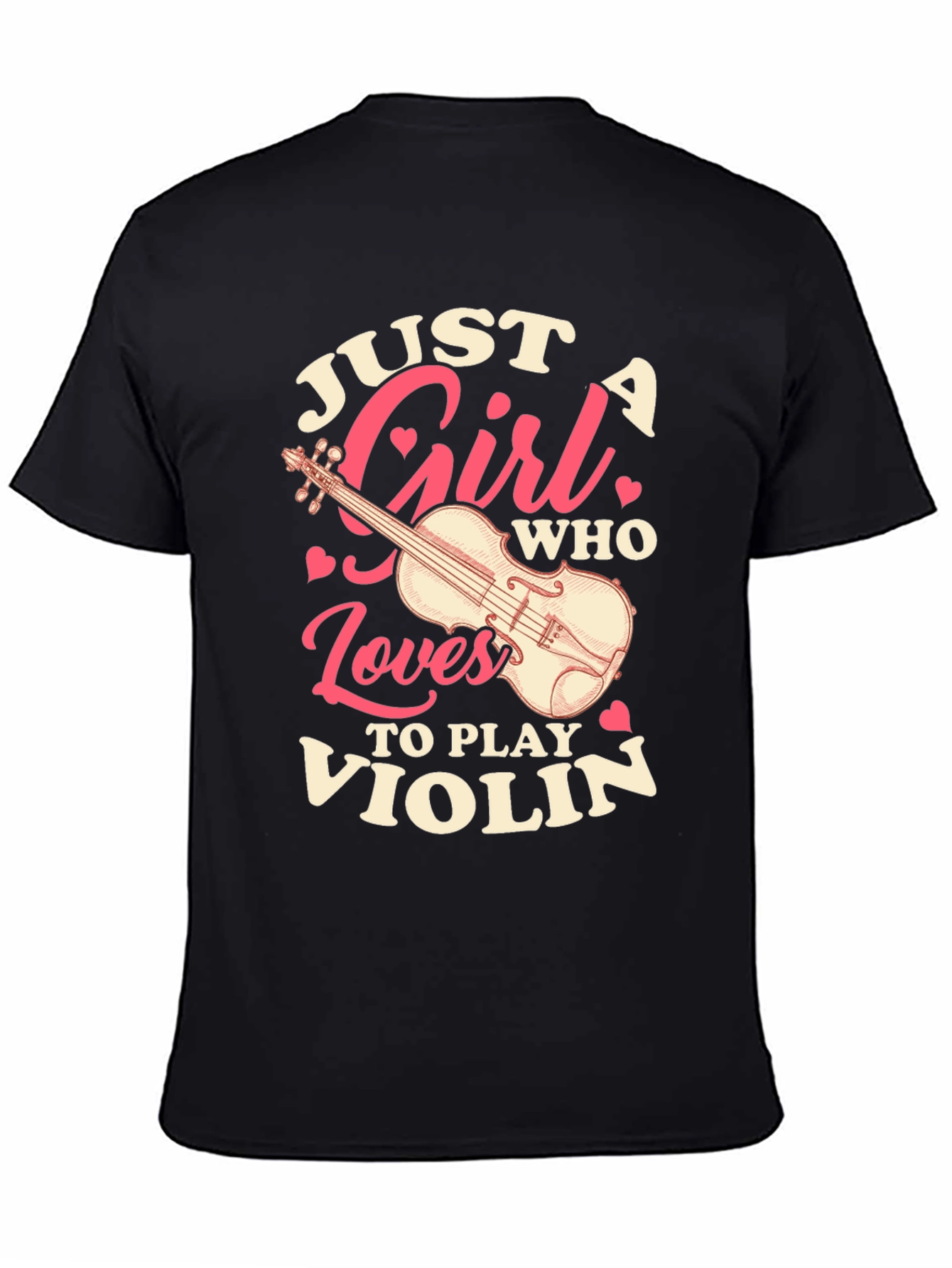 Black Just A Girl Who Loves To Play Violin T-Shirt view 4