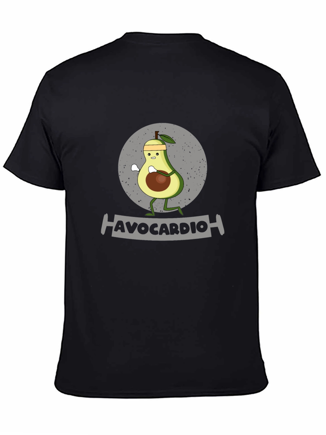 Black Avocardio Funny Avocado Workout Graphic T-Shirt view 4