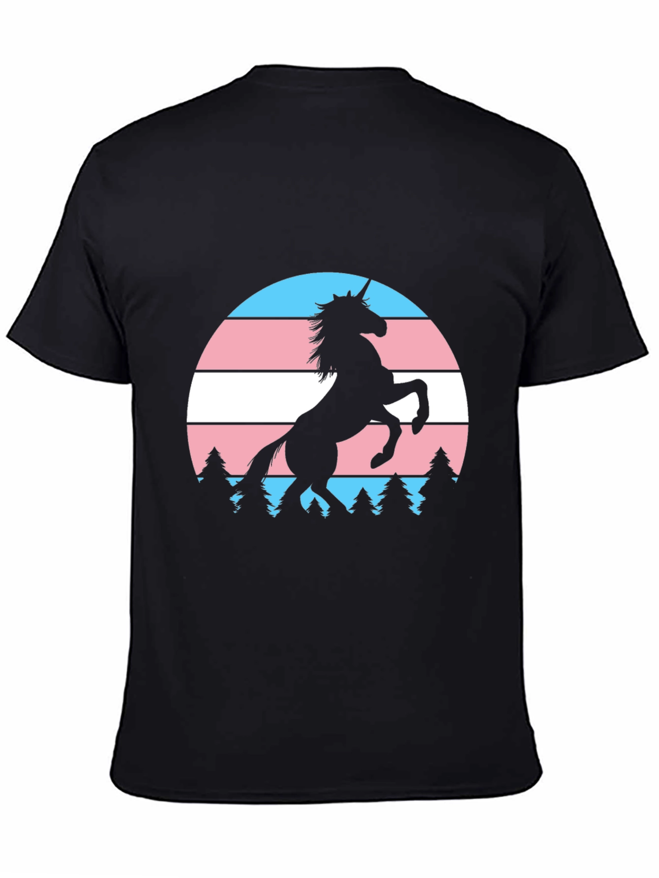 Black Trans Pride Unicorn T-Shirt - Black view 4