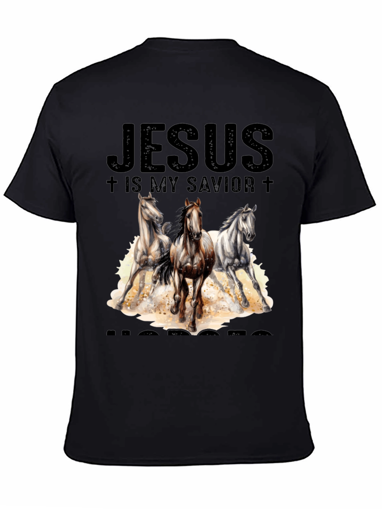 Black Jesus is My Savior Horses T-Shirt view 4