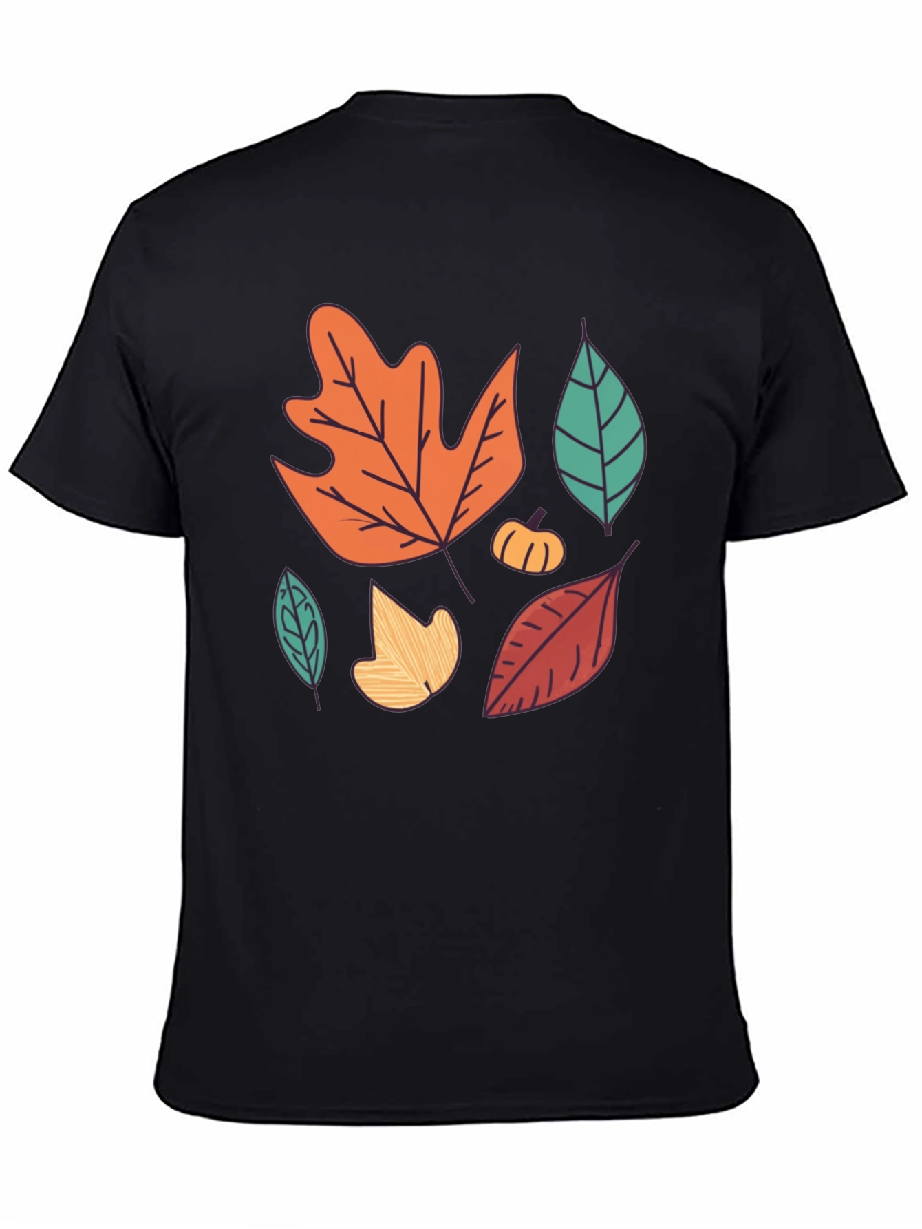 Black Autumn Leaves Graphic Tee - Fall Season Shirt view 4