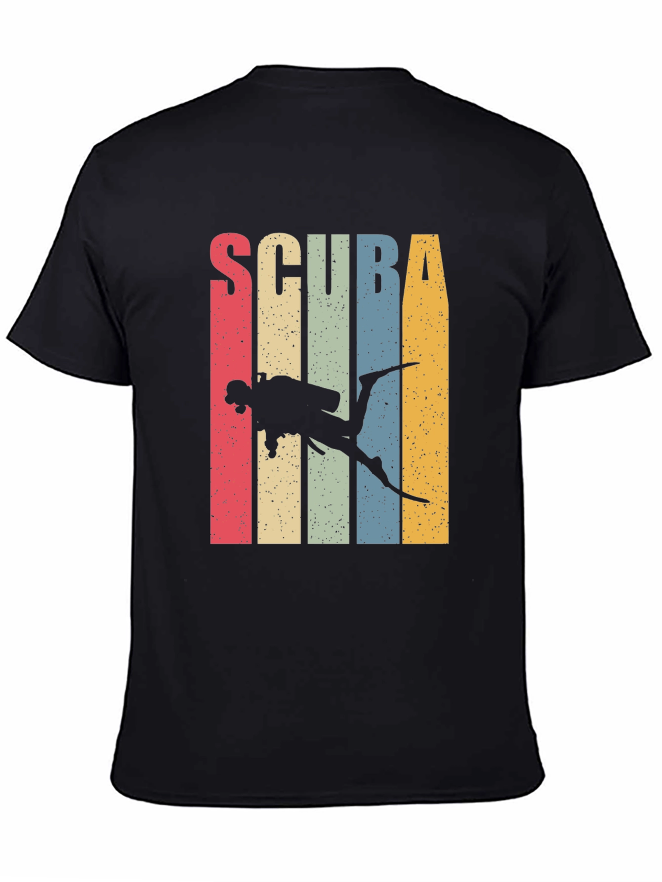 Black Scuba Diving Retro T-Shirt view 4