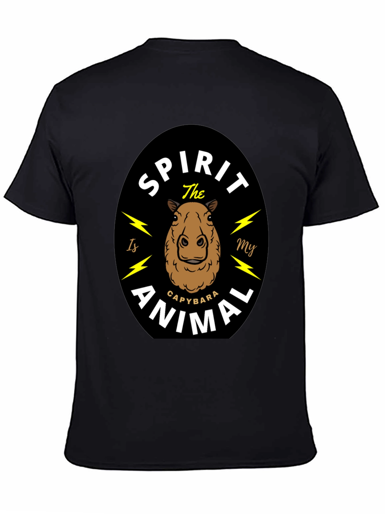 Black Capybara Spirit Animal T-Shirt - Unisex Black Tee view 4