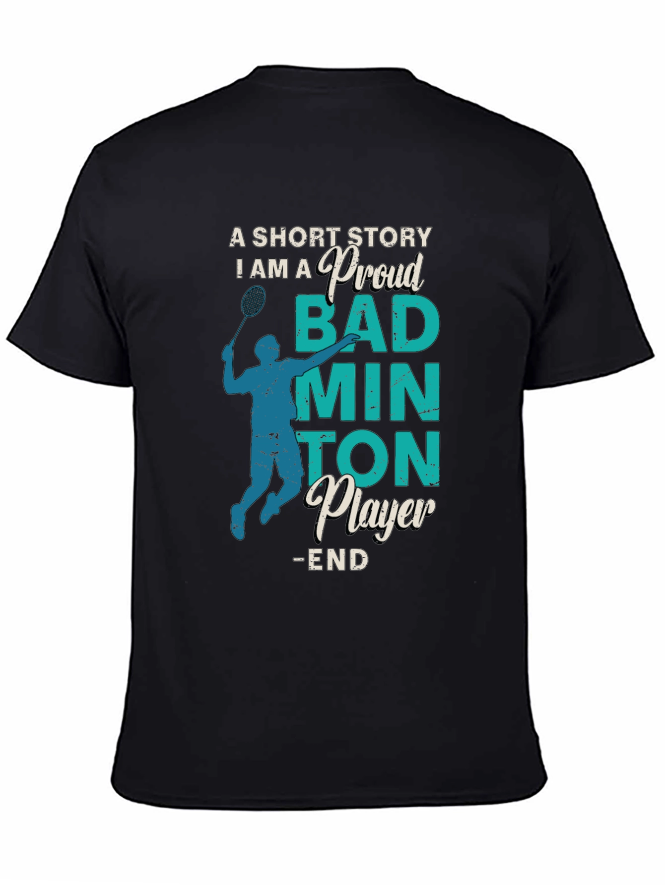 Black Proud Badminton Player Graphic Tee view 4