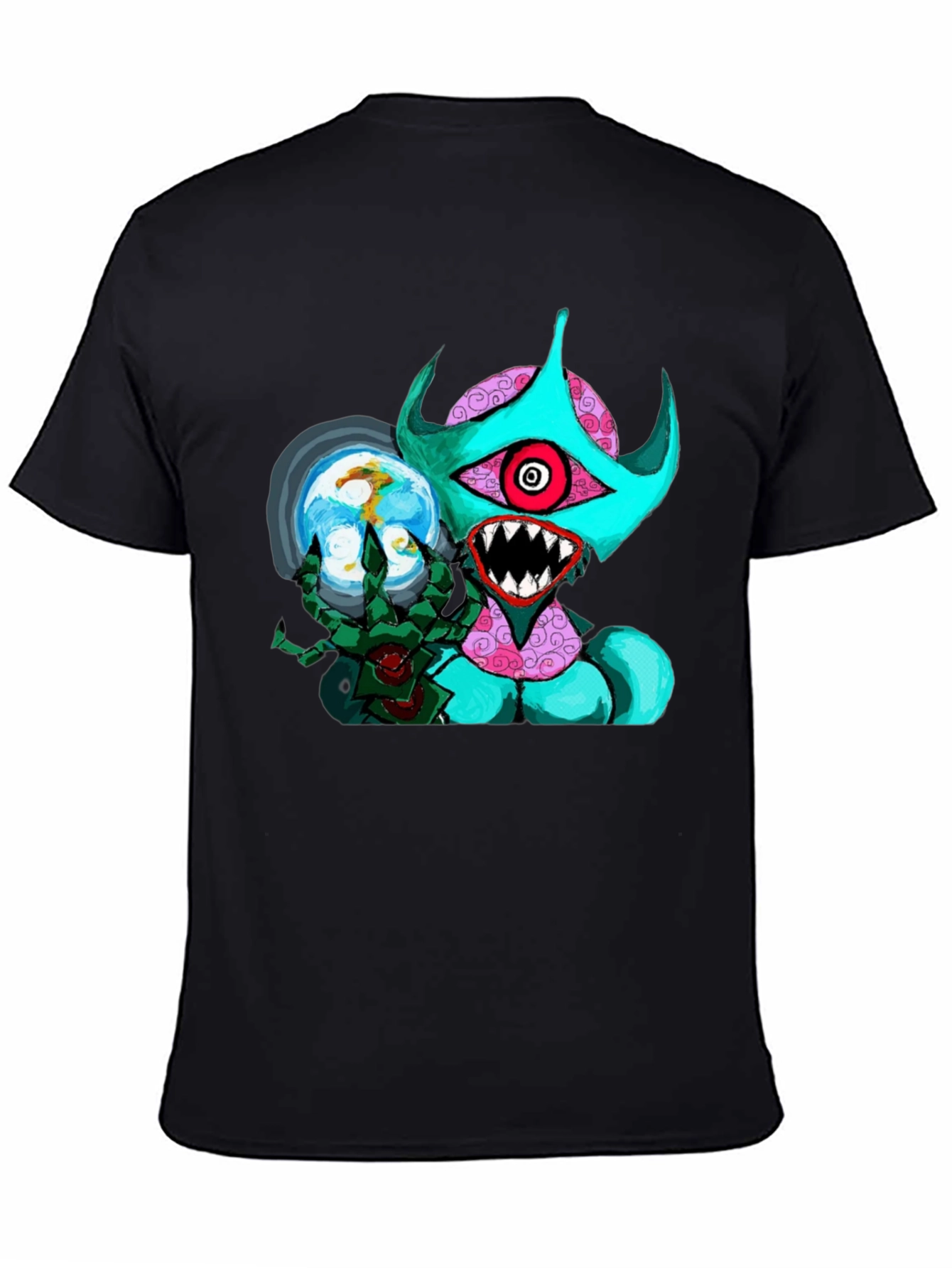 Black Monster Graphic Black T-Shirt - Unique Design view 4
