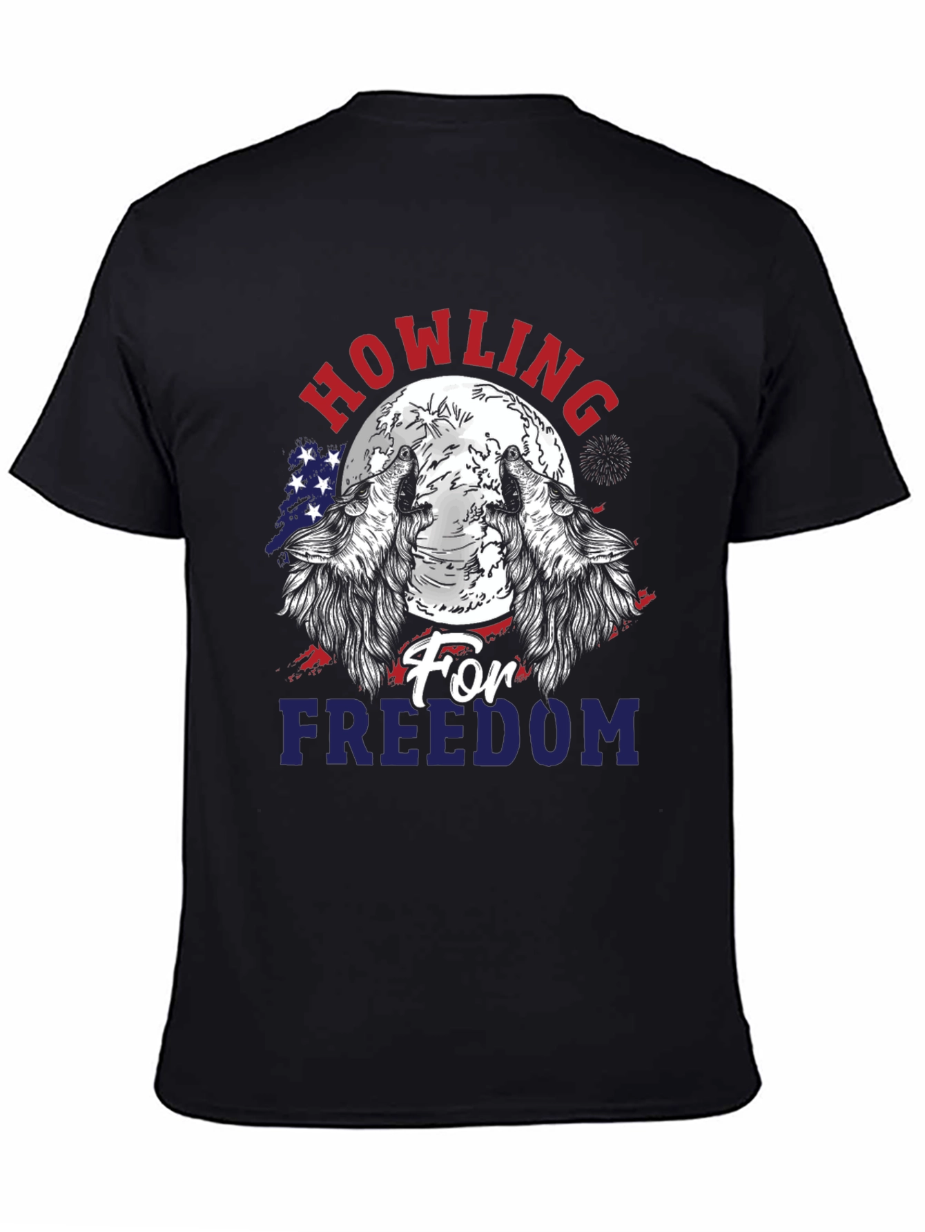 Black Howling for Freedom Patriotic Graphic T-Shirt view 4