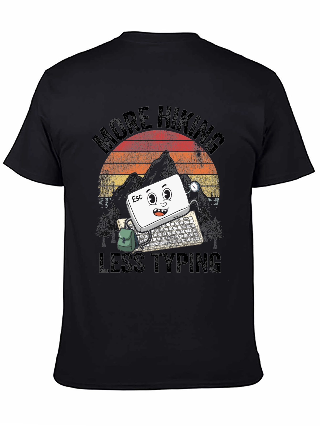 Black More Hiking Less Typing Graphic Tee view 4