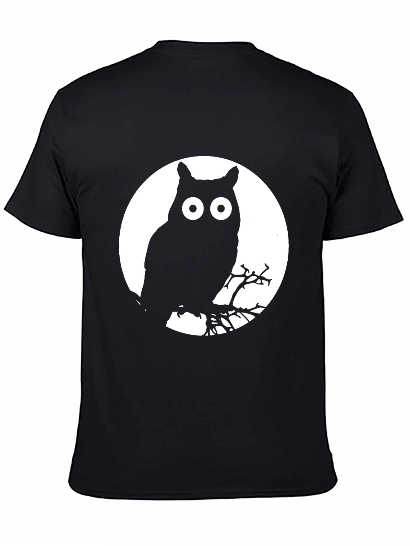 Black Owl Moon Graphic Tee - Black Cotton T-Shirt view 4