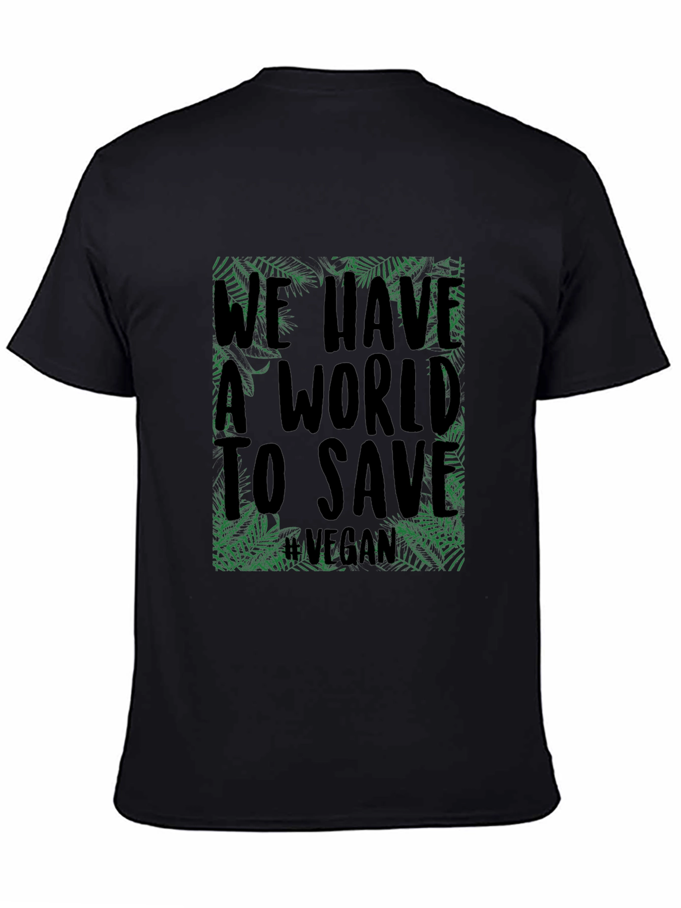 Black Vegan World Save Tee - Eco-Friendly Black T-Shirt view 4