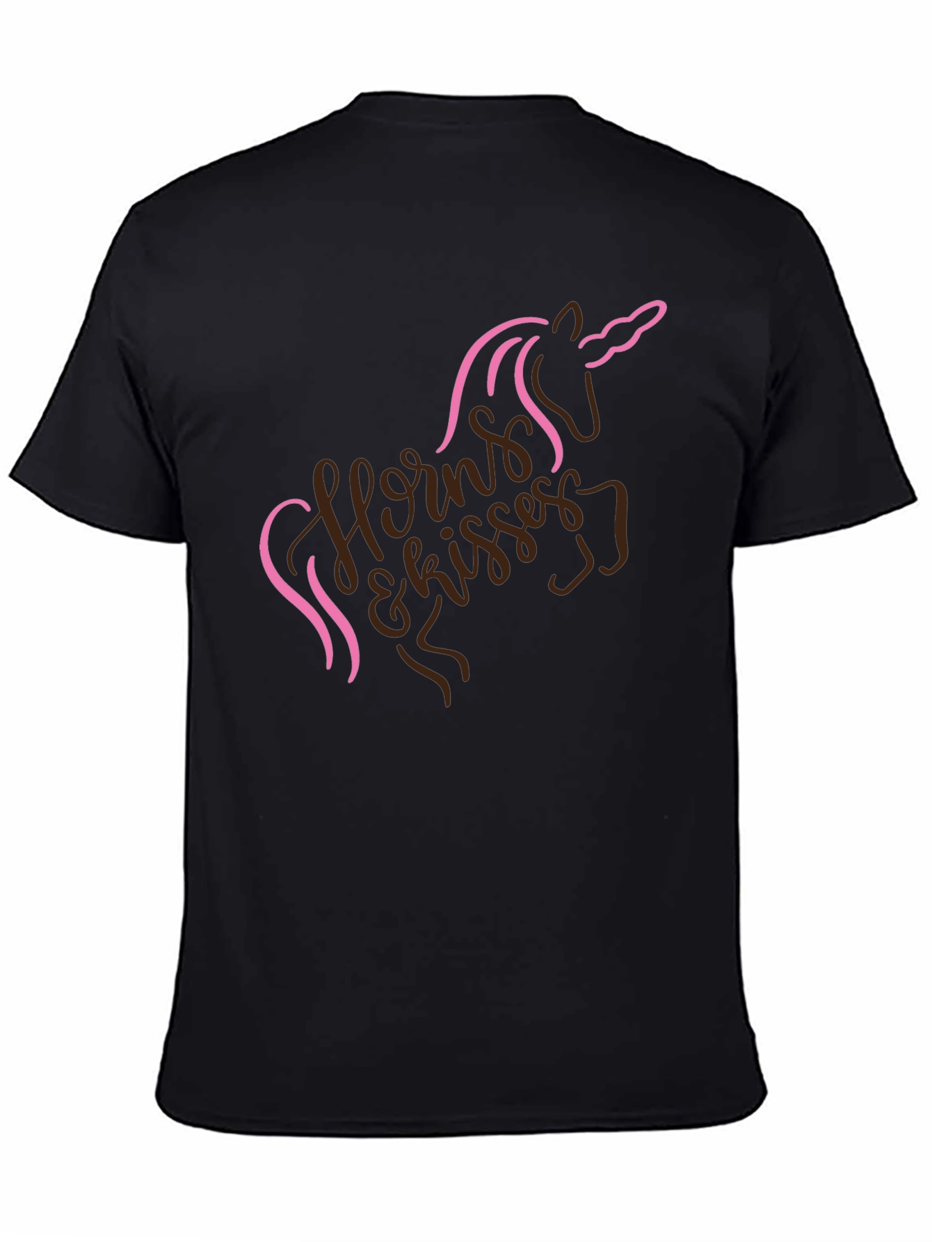 Black Unicorn Horns & Kisses Black T-Shirt view 4