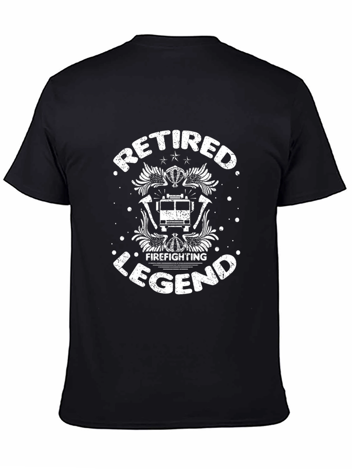 Black Retired Firefighting Legend T-Shirt - Black view 4