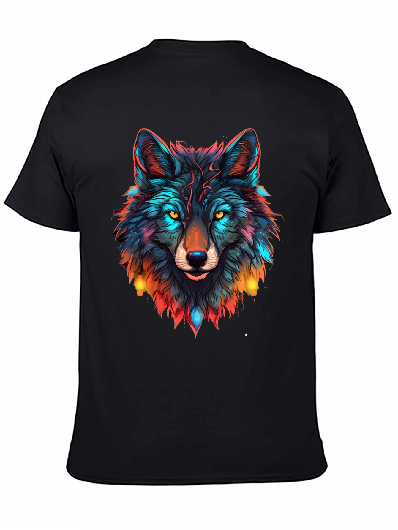 Black Wolf Graphic Black T-Shirt - Vibrant Animal Design view 4