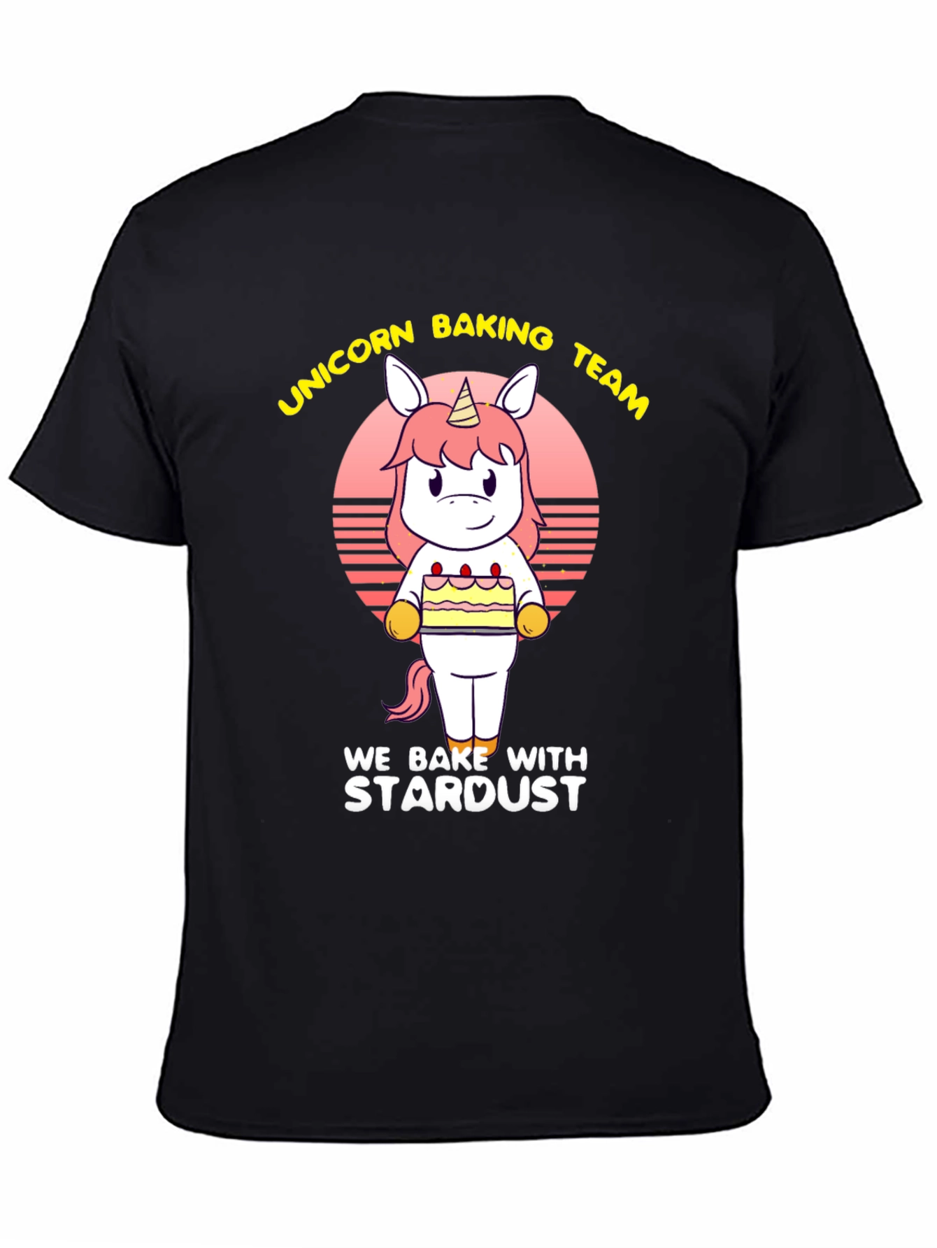 Black Unicorn Baking Team Black T-Shirt view 4