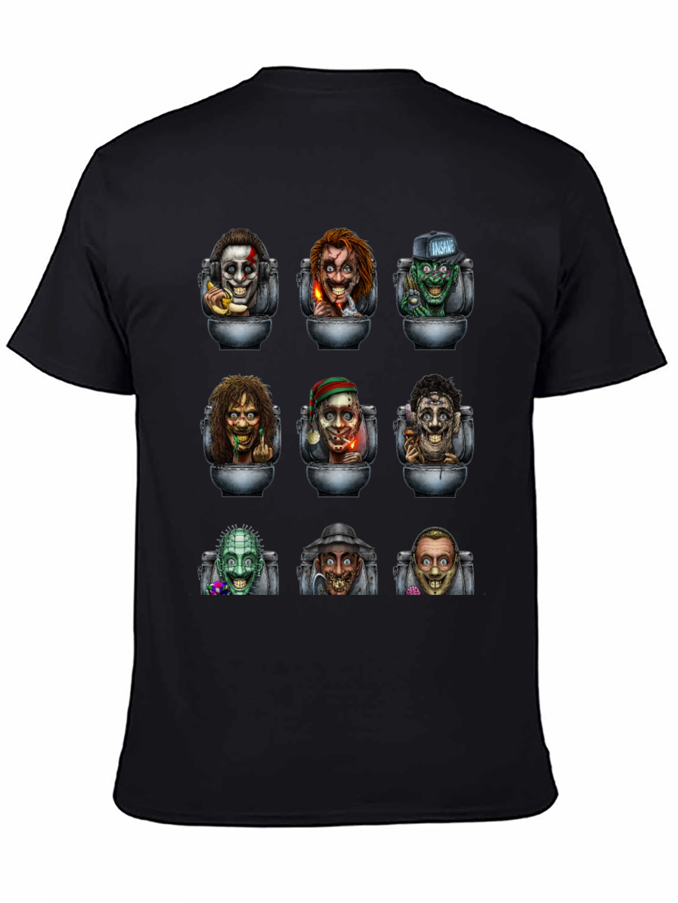 Black Horror Movie Character T-Shirt view 4