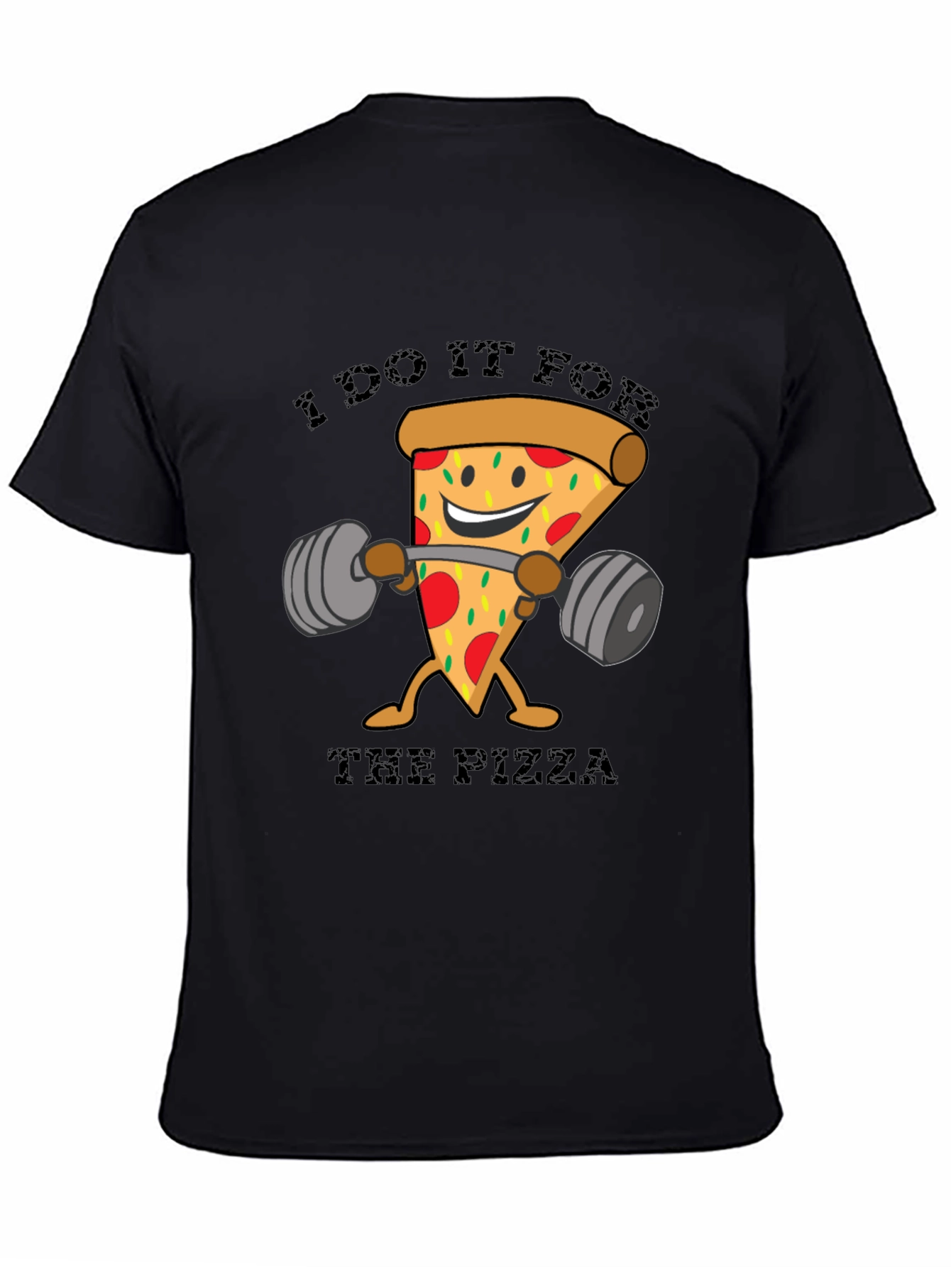 Black Pizza Lover Workout T-Shirt - Funny Fitness Tee view 4