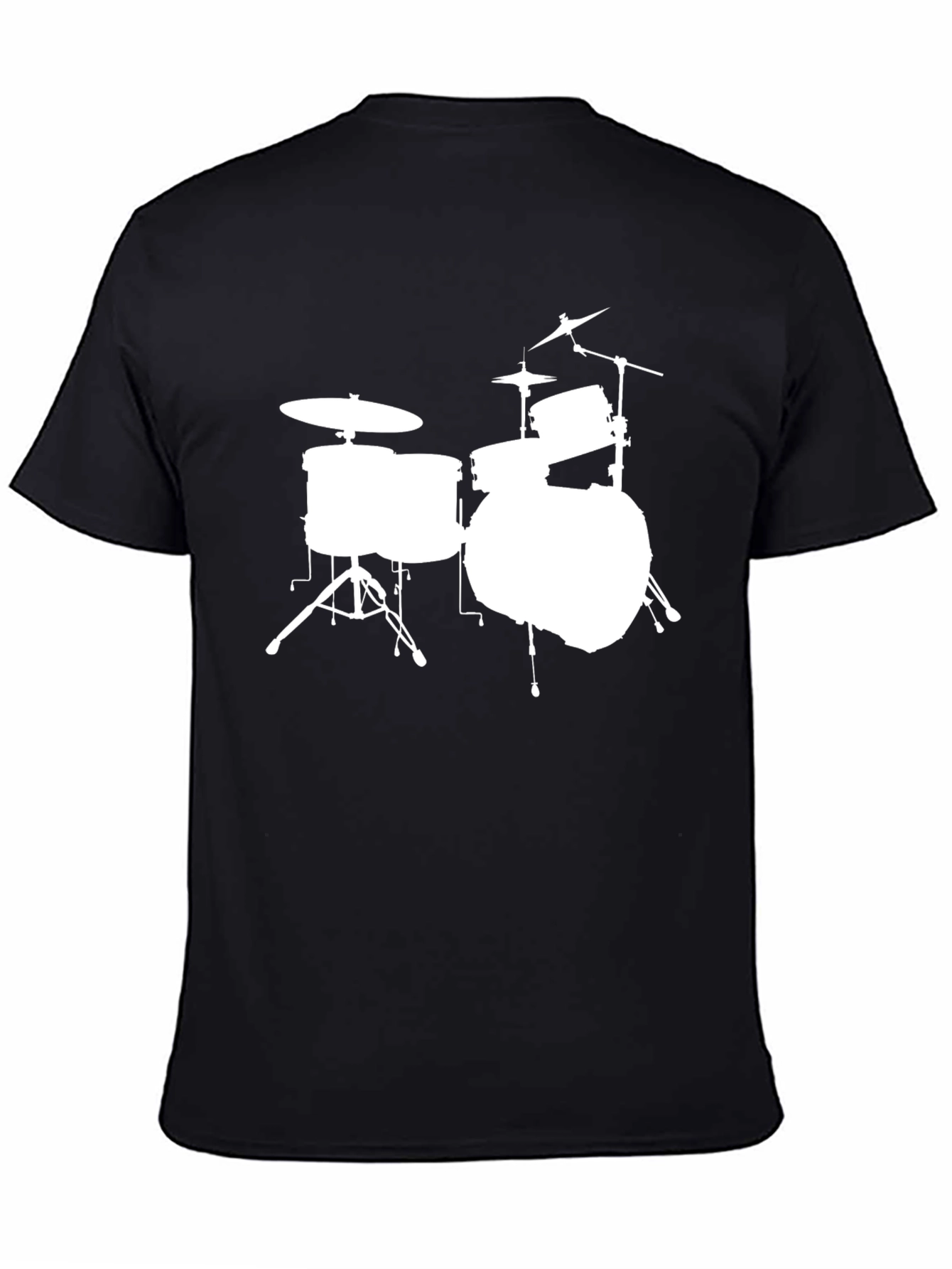 Black Drum Kit Graphic Tee - Black Cotton T-Shirt view 4