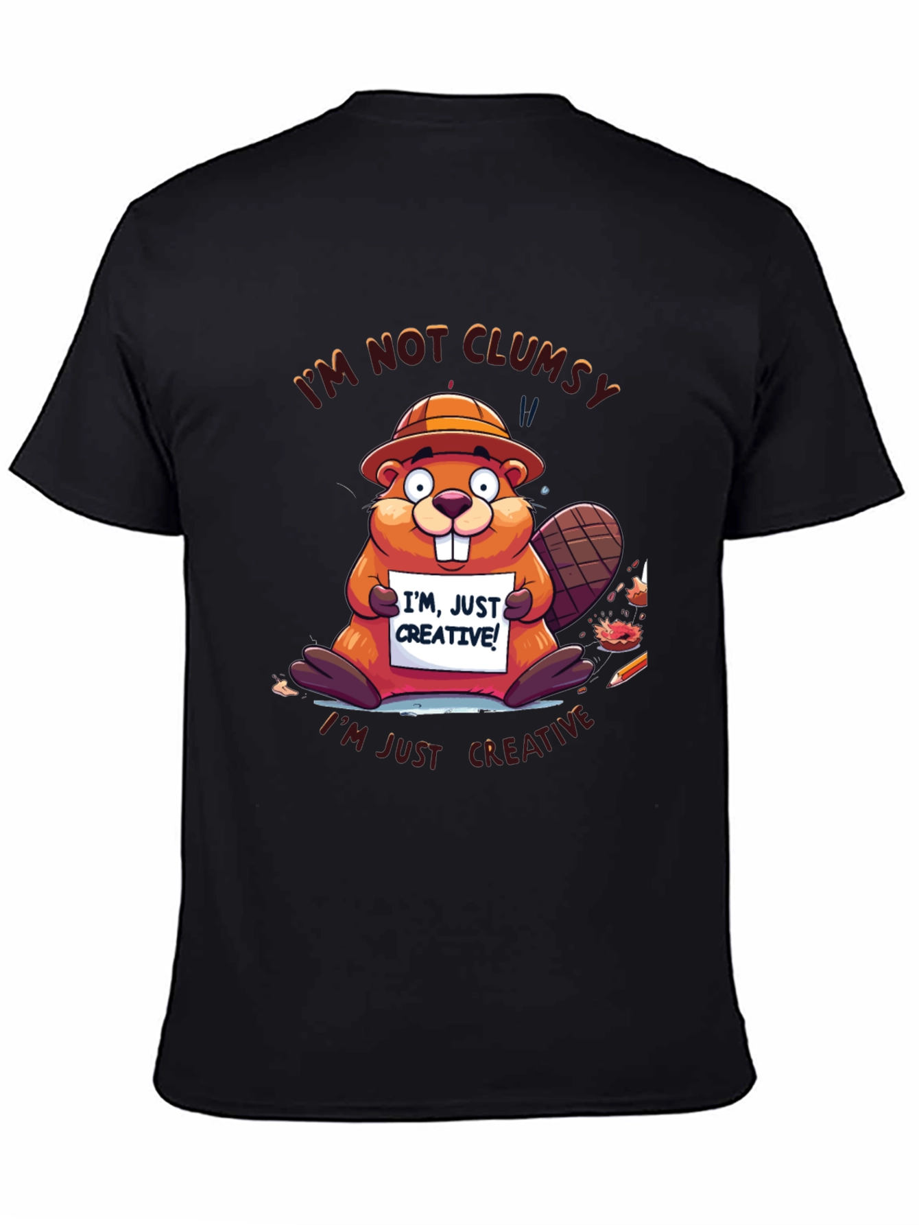 Black Funny Beaver 'I'm Not Clumsy' Graphic Tee view 4