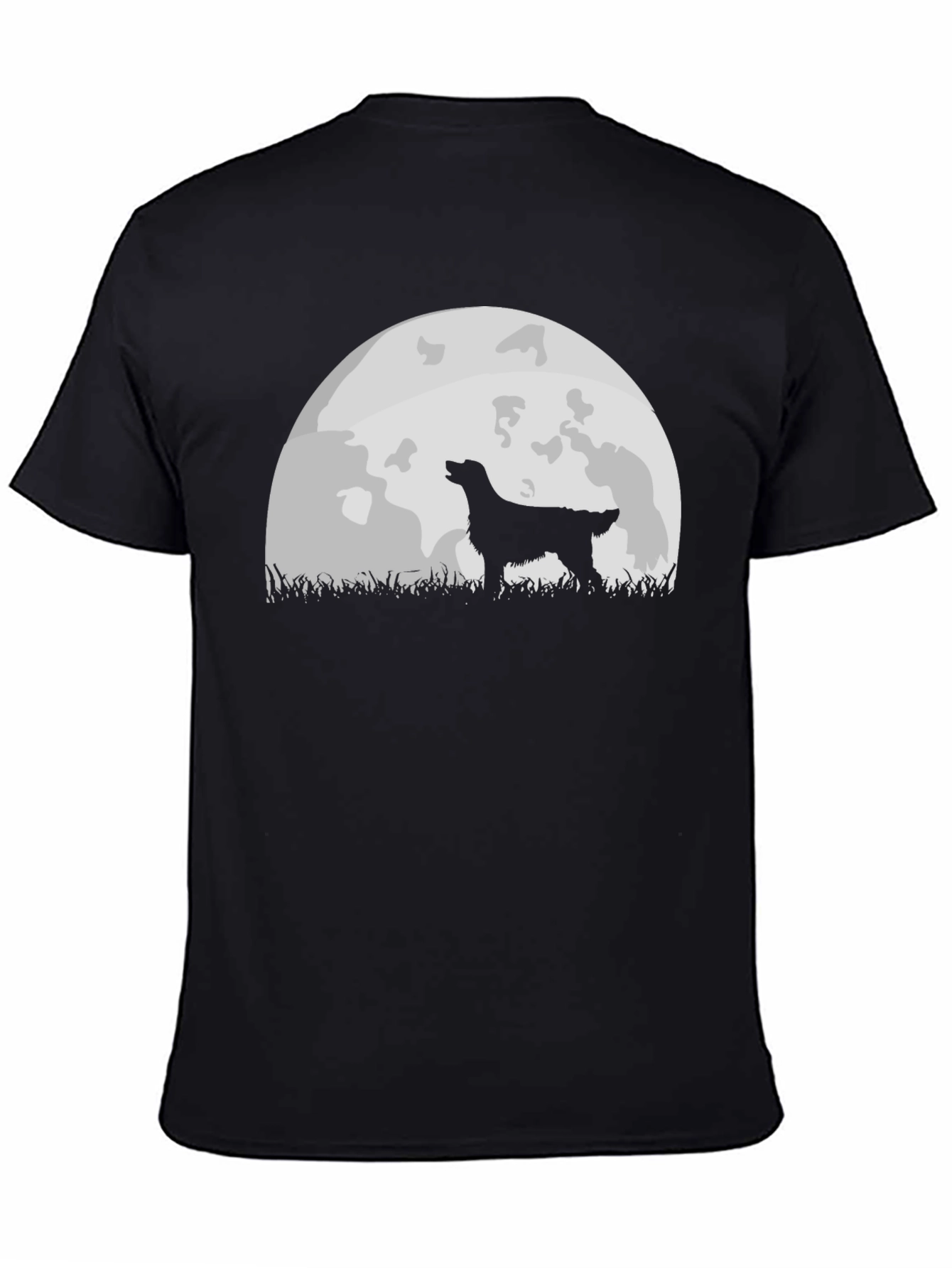Black Dog Howling at Moon Graphic Tee - Black view 4