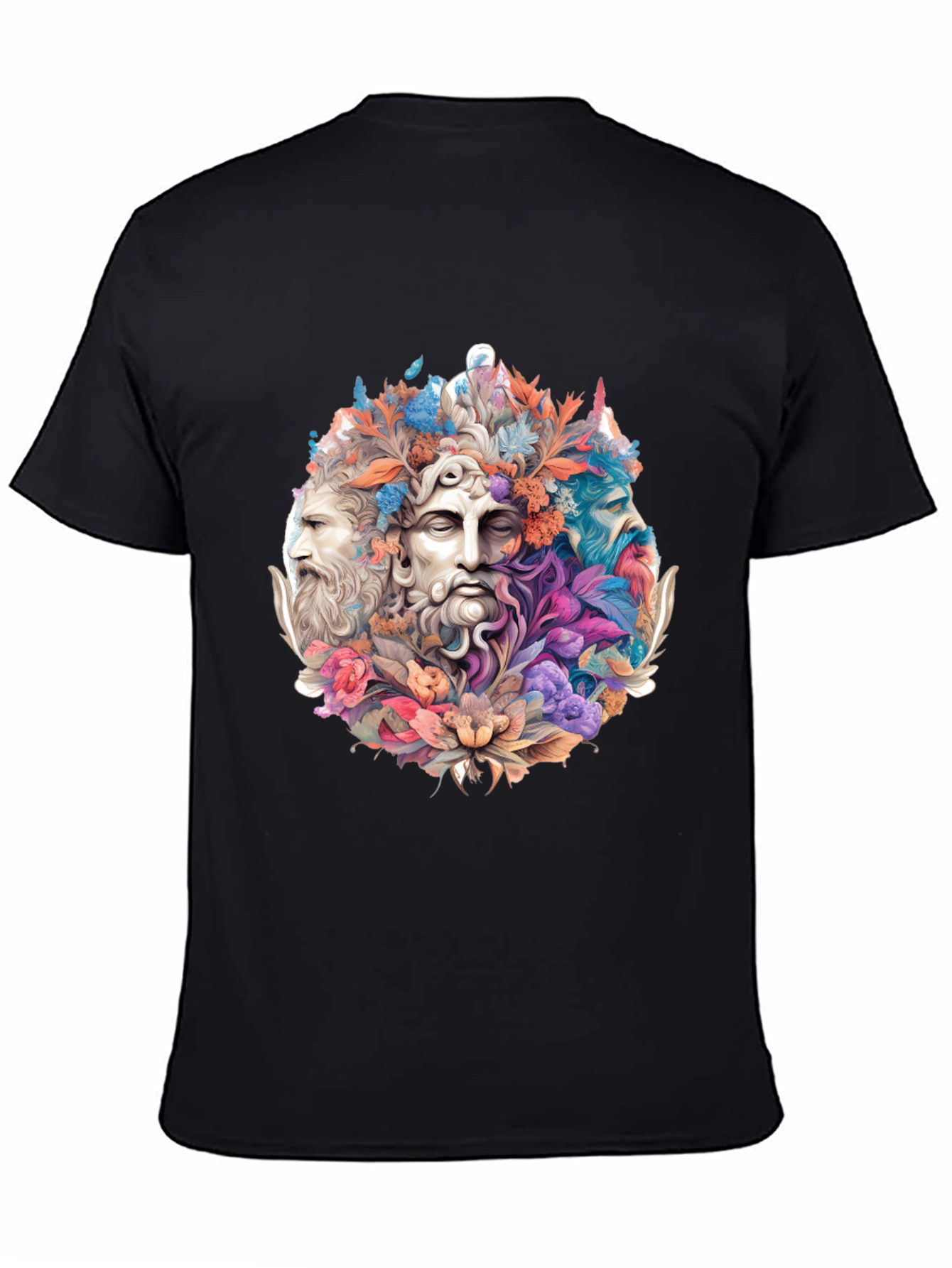 Black Floral Bust T-Shirt - Artistic Design view 4