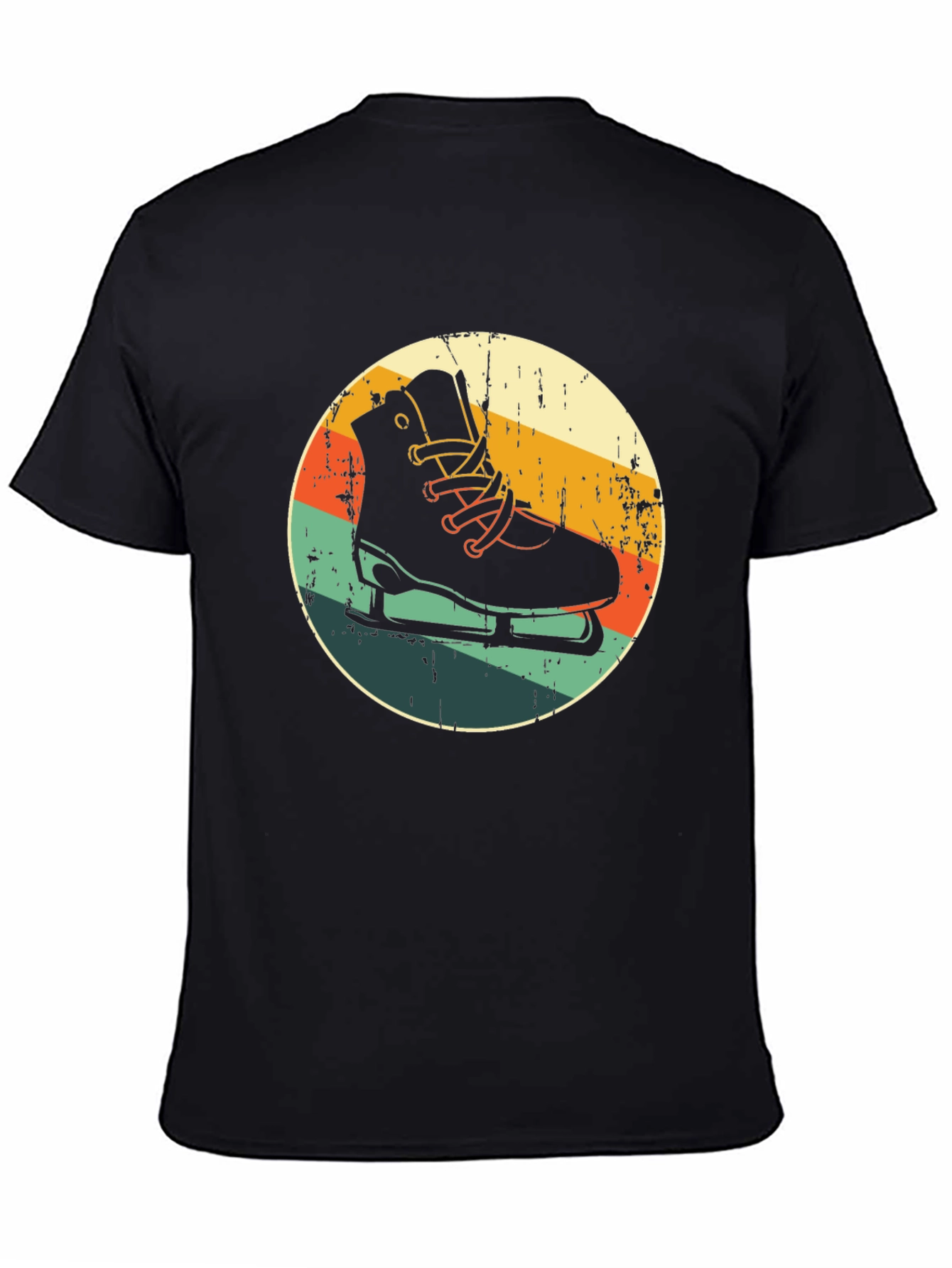 Black Retro Ice Skate Graphic Tee - Vintage Style Skating Shirt view 4