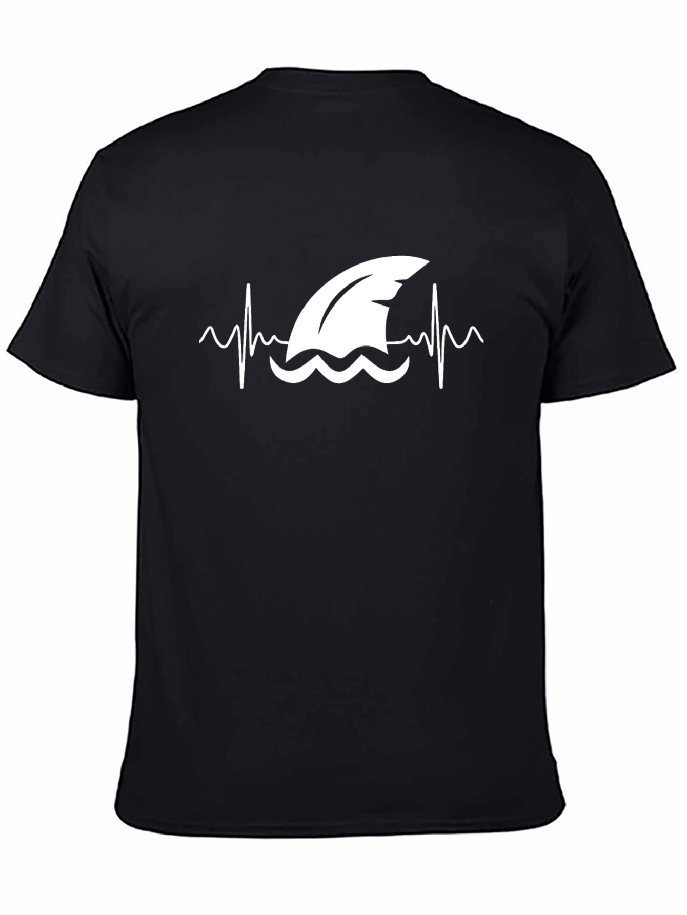 Black Shark Heartbeat Graphic T-Shirt - Black Cotton Tee view 4