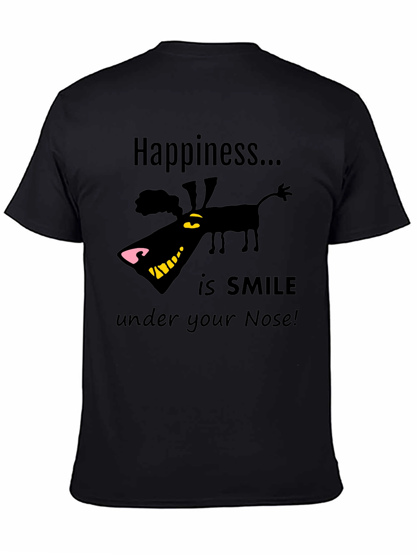 Black Happiness Smile Graphic T-Shirt view 4