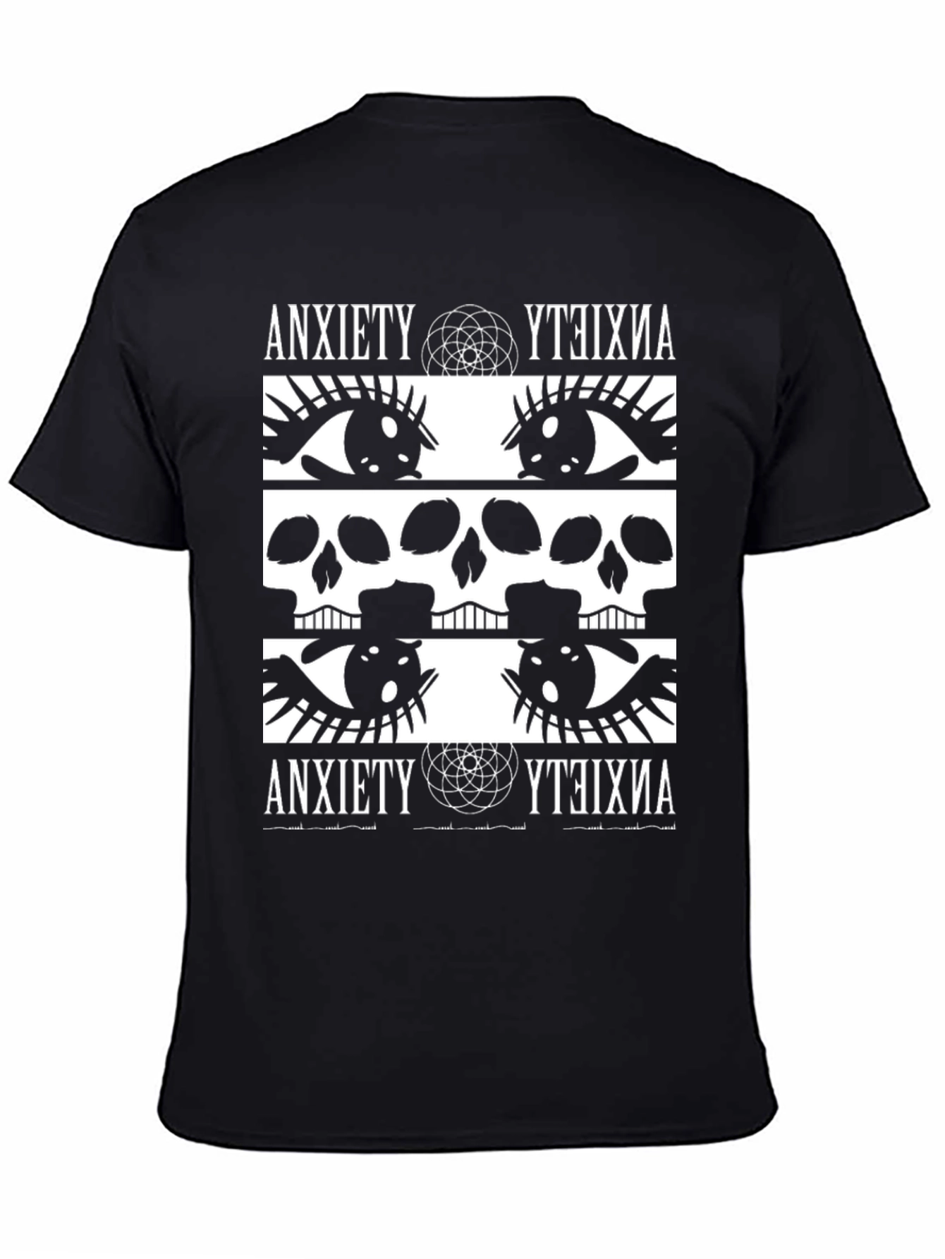 Black Anxiety Graphic Print T-Shirt - Bold & Edgy Design view 4