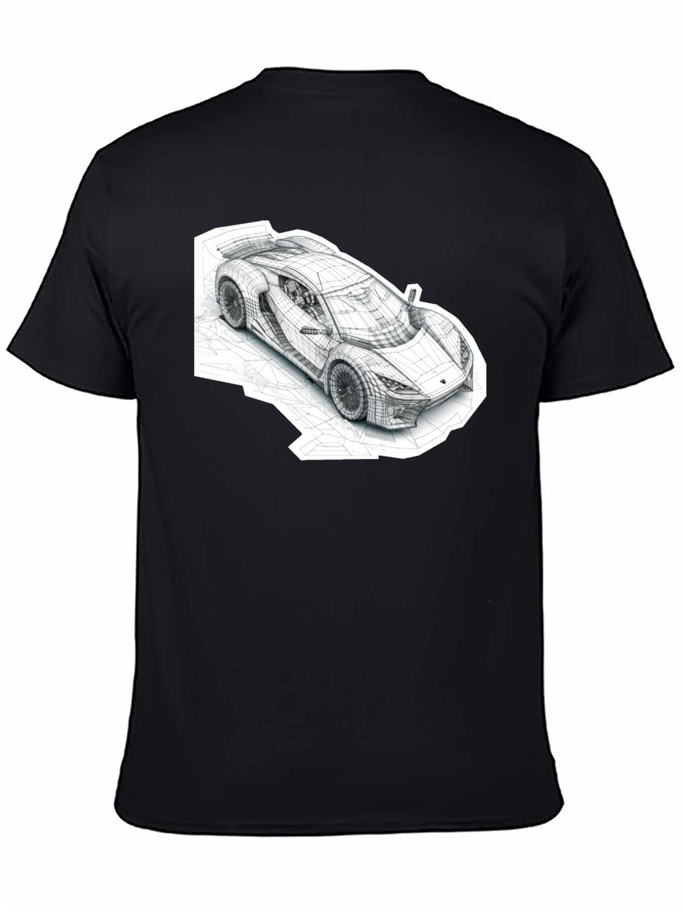 Black Abstract Car Design Black T-Shirt view 4